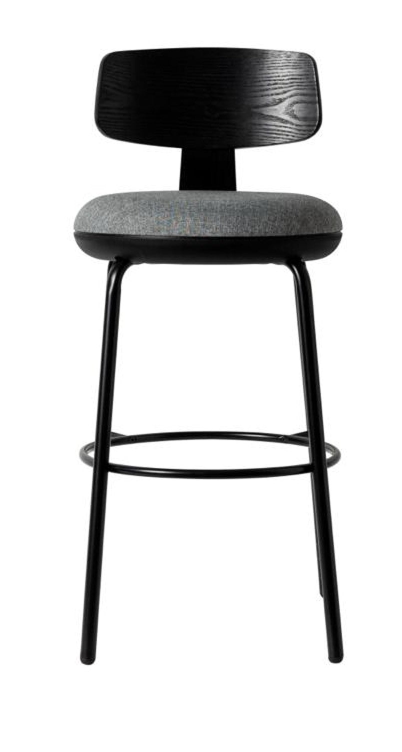 Tabouret LYNA en bois et assise tissu vert L'Empreinte