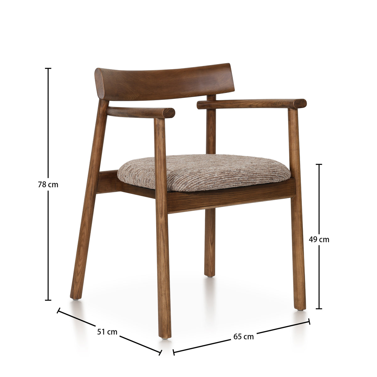 Chaise GAIA teinte noyer et tissu marron homa home