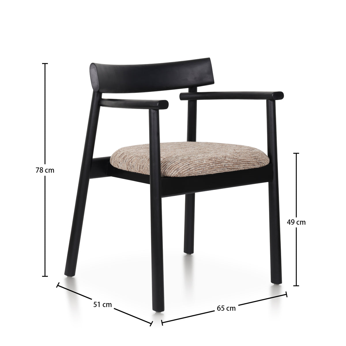 Chaise GAIA noir et tissu marron homa home