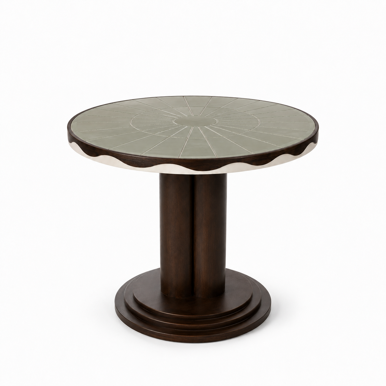 Table à manger ronde Ø75 cm en chêne foncé et céramique