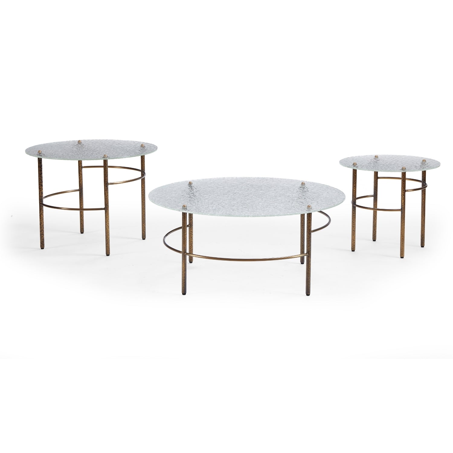 Trio de tables basses en verre bullé L'Empreinte