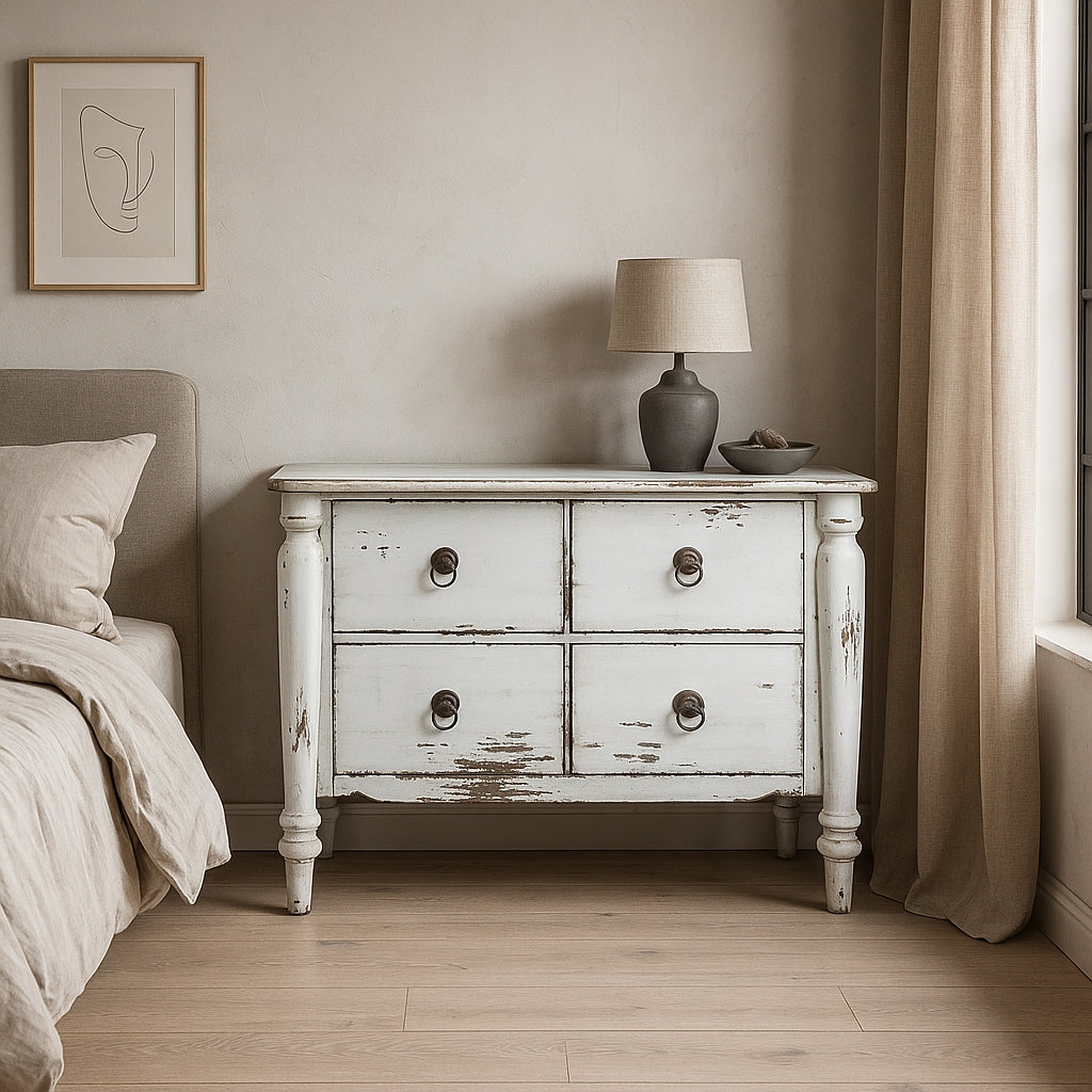 Commode Bubut blanche homa home