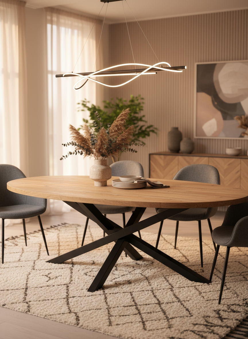 Table ovale Arya pied mikado noir L'Empreinte