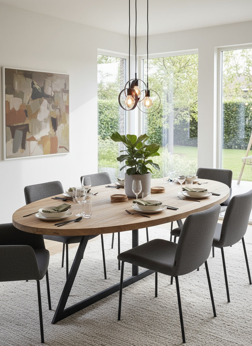 Table ovale Arya pied équerre L'Empreinte