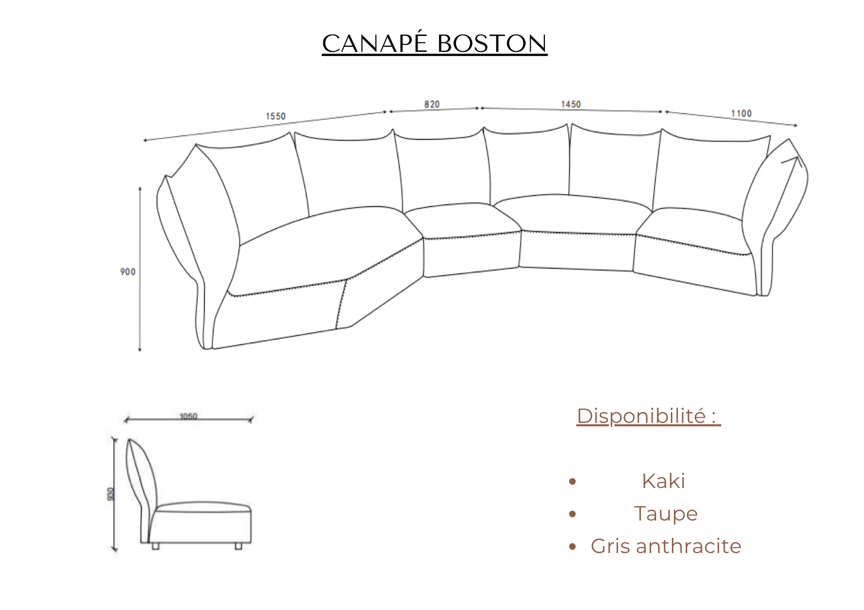Canapé BOSTON gris homa home