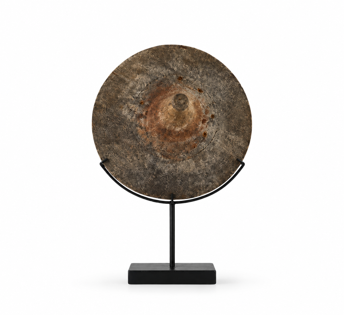 Sculpture décorative ronde en métal vieilli Homa Home