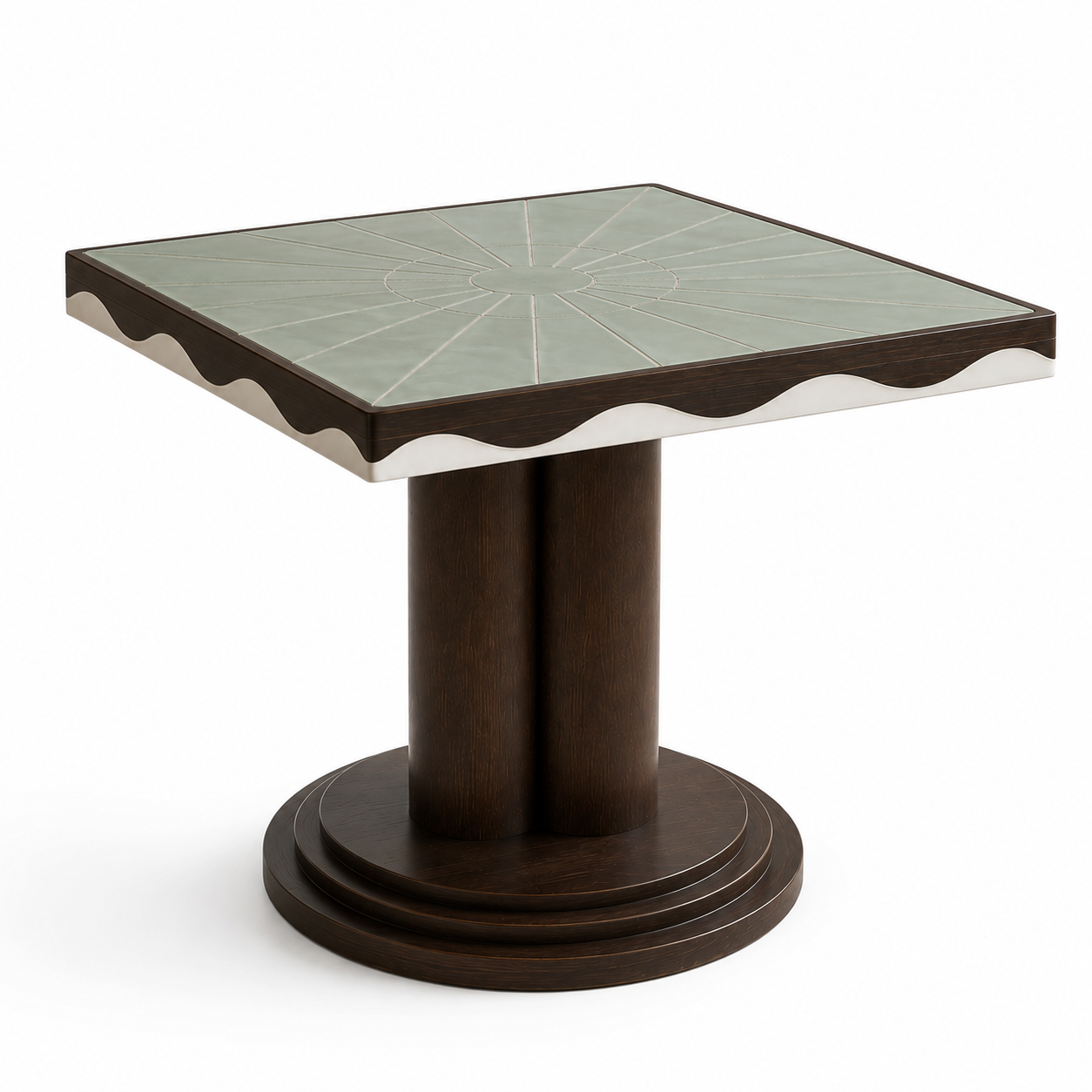 Table à manger carrée 75 × 75 cm en chêne foncé et céramique
