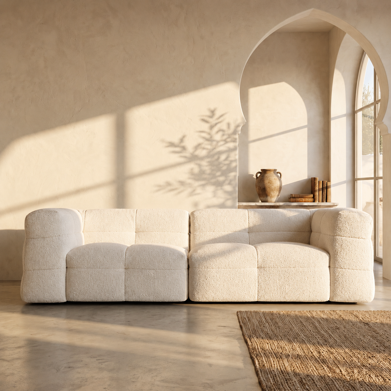 Canapé ASTANA bouclette écru 260cm homa home