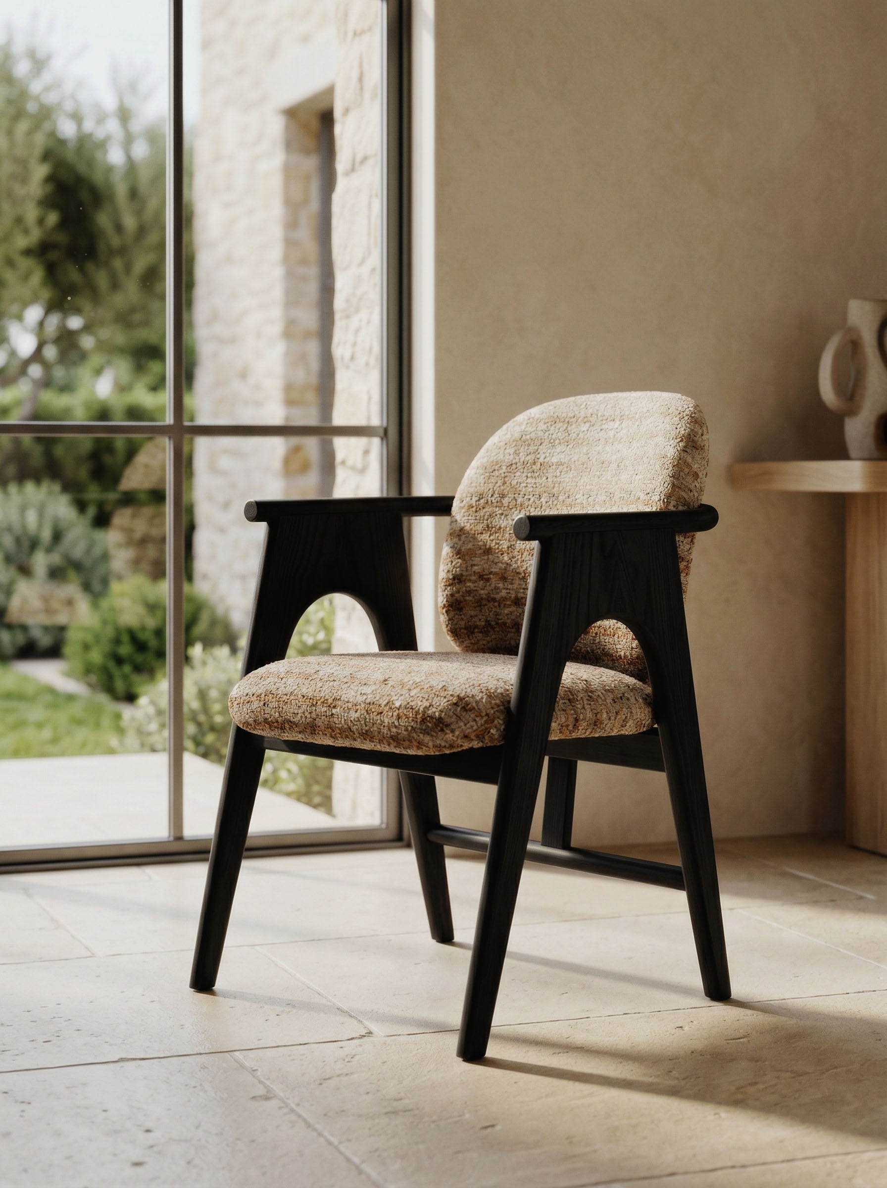 Chaise BOWIE noir & tissu crème homa home