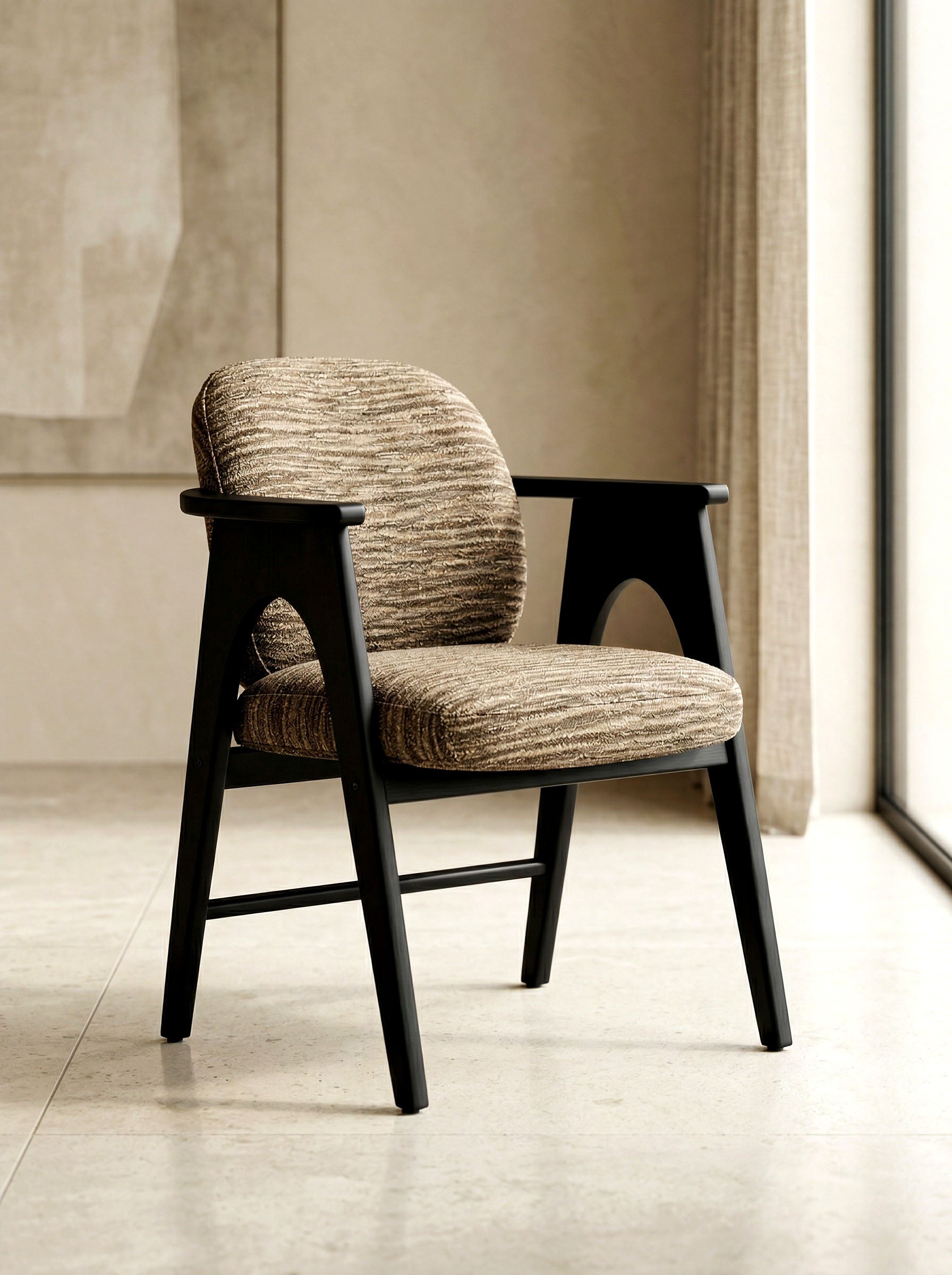 Chaise BOWIE noir & tissu marron homa home