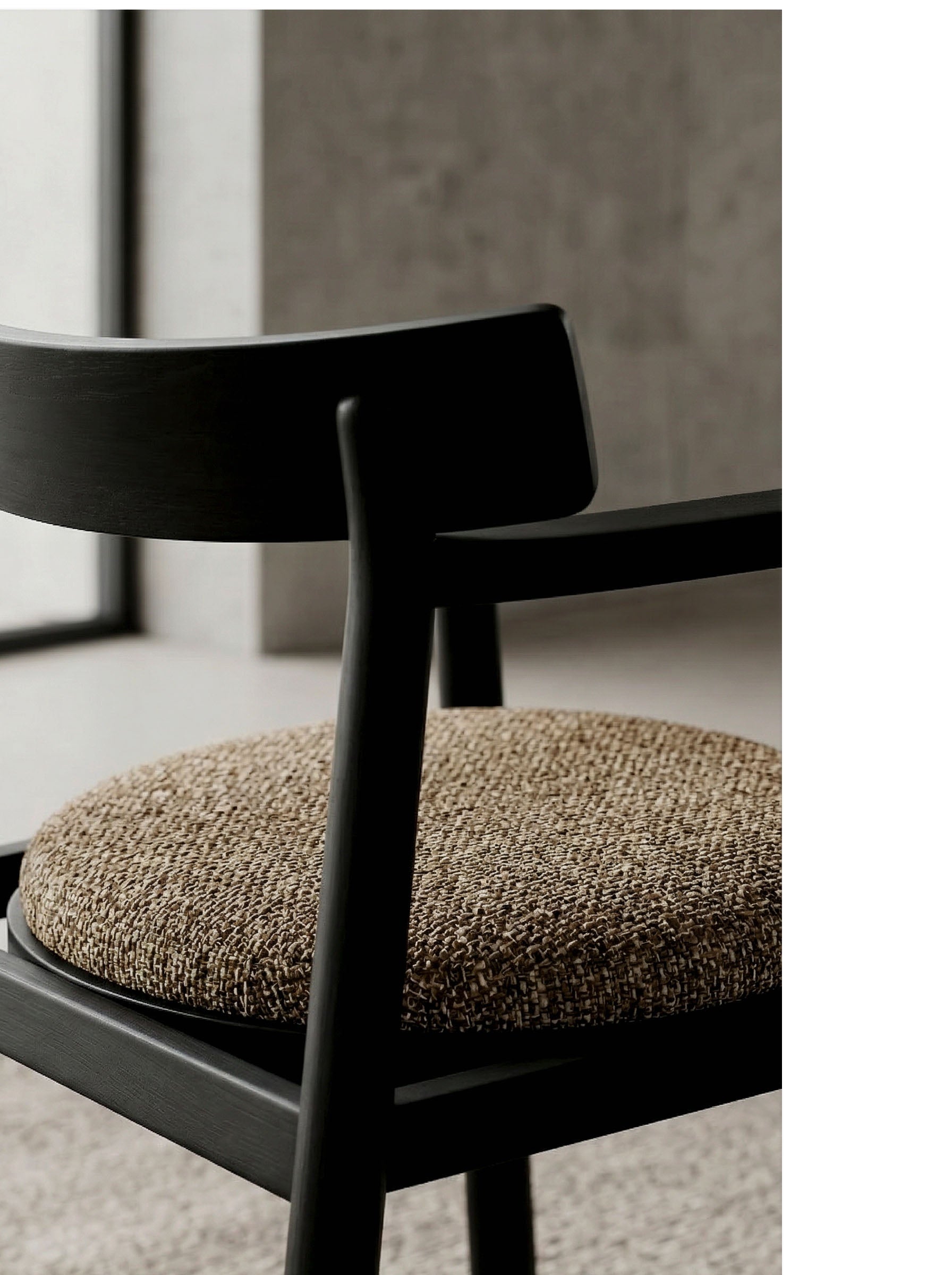 Chaise GAIA noir & tissu marron homa home