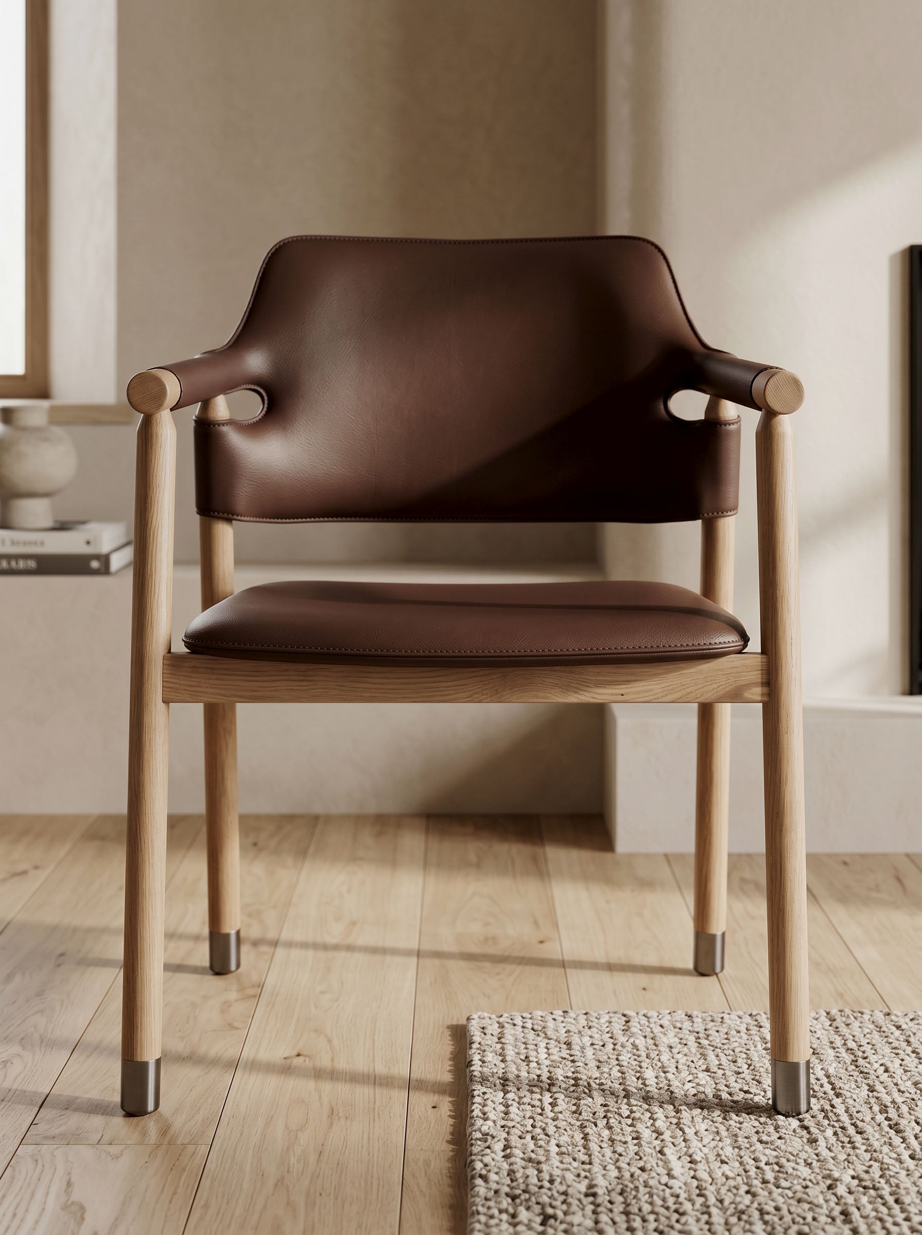 Chaise  AARHUS assise cuir chocolat homa home