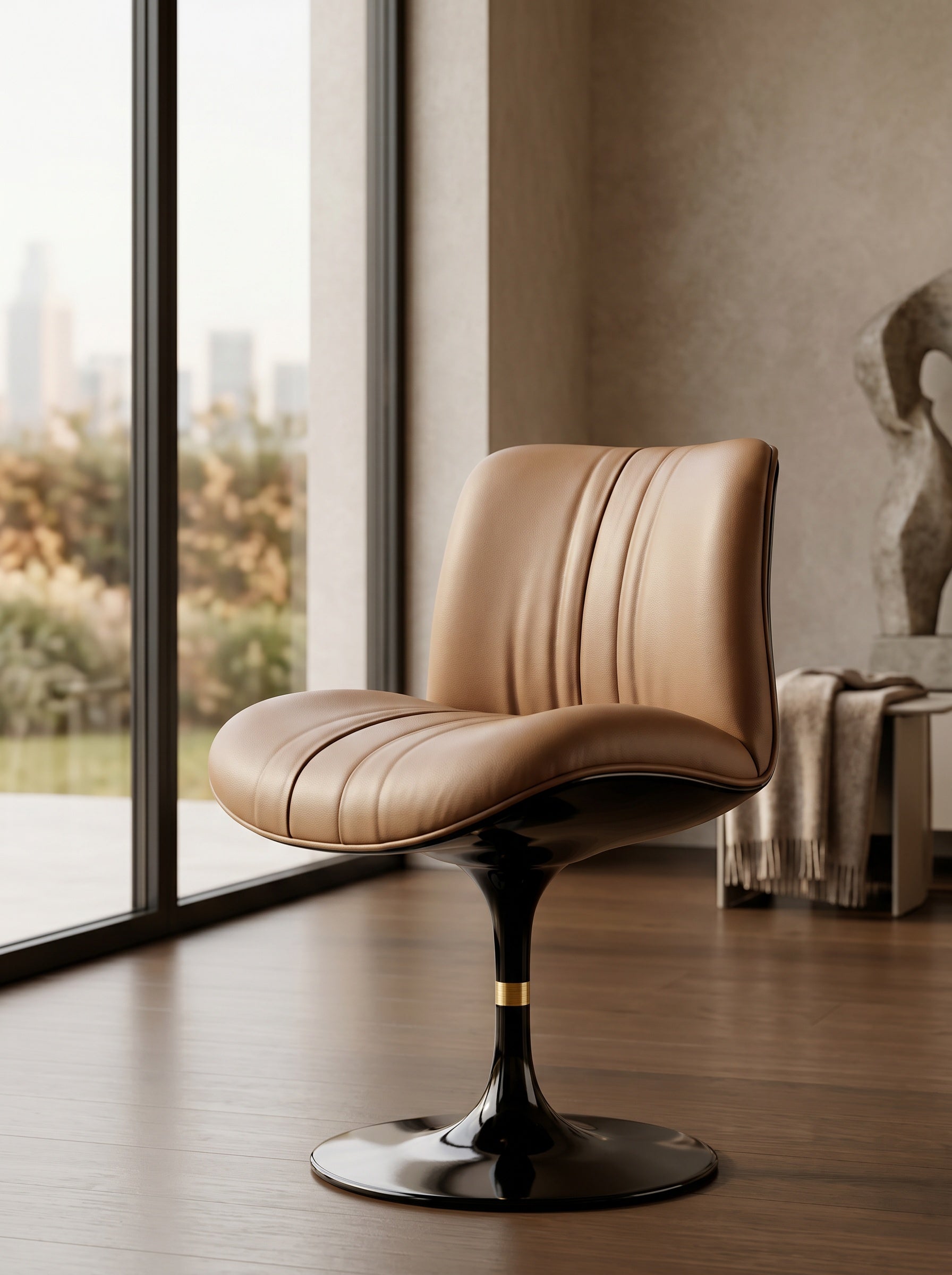 Chaise Kiss pivotante cuir camel L'Empreinte