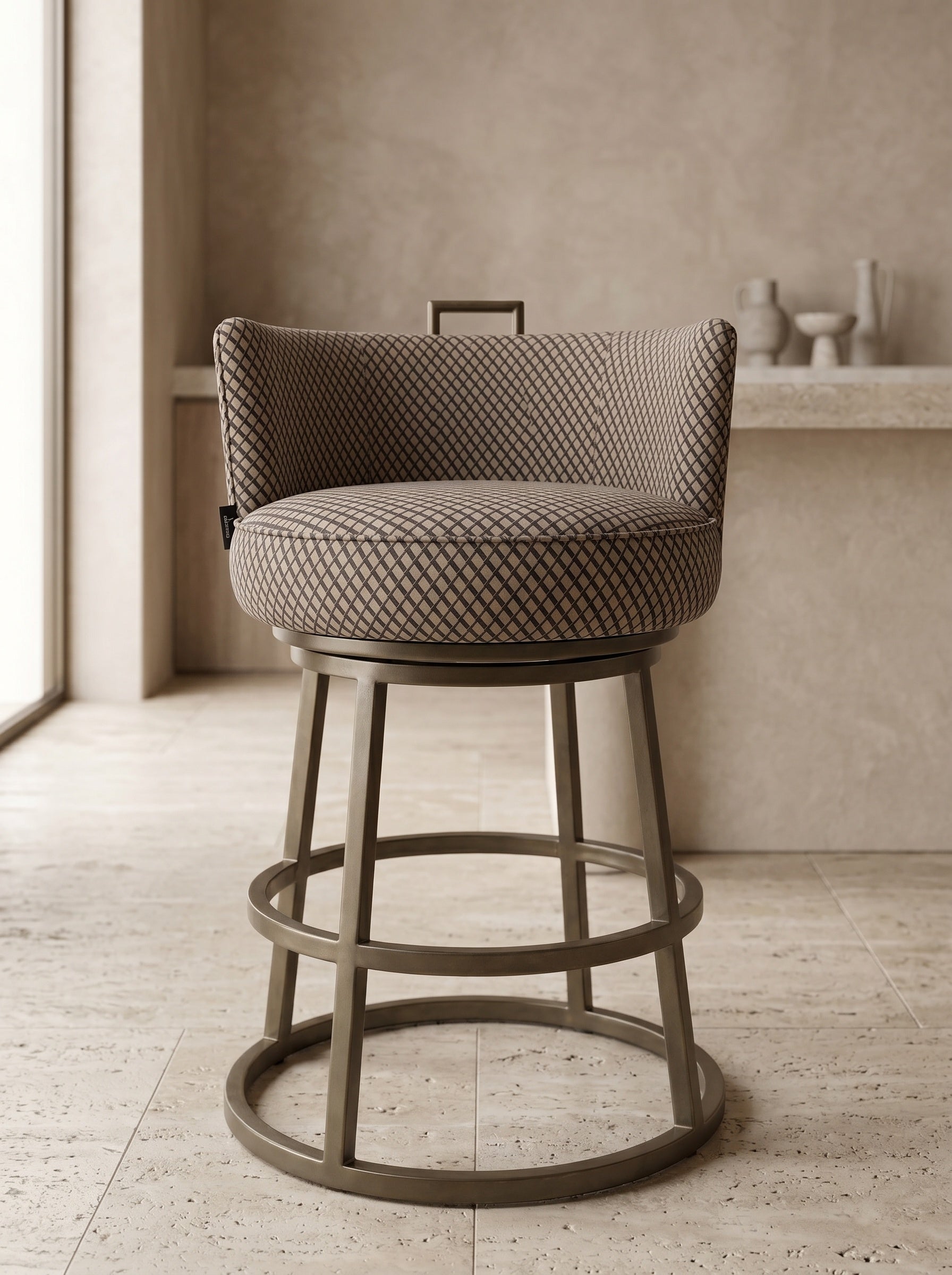 Tabouret DANA quadriller Black & Brown L'Empreinte