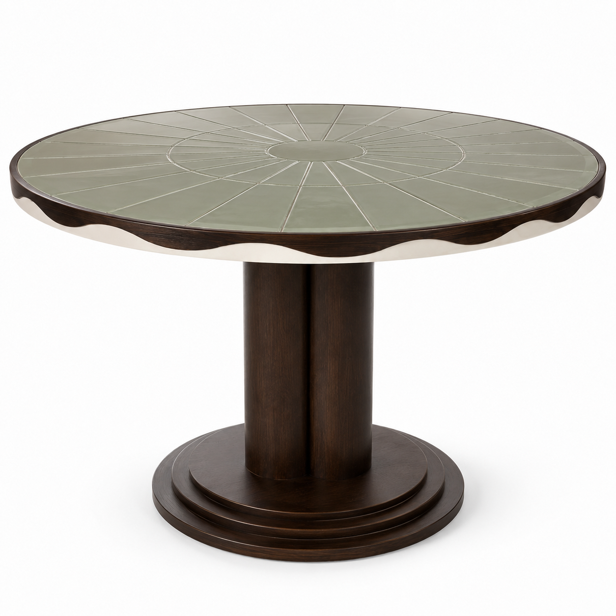 Table à manger ronde Ø120 cm en chêne foncé  et céramique