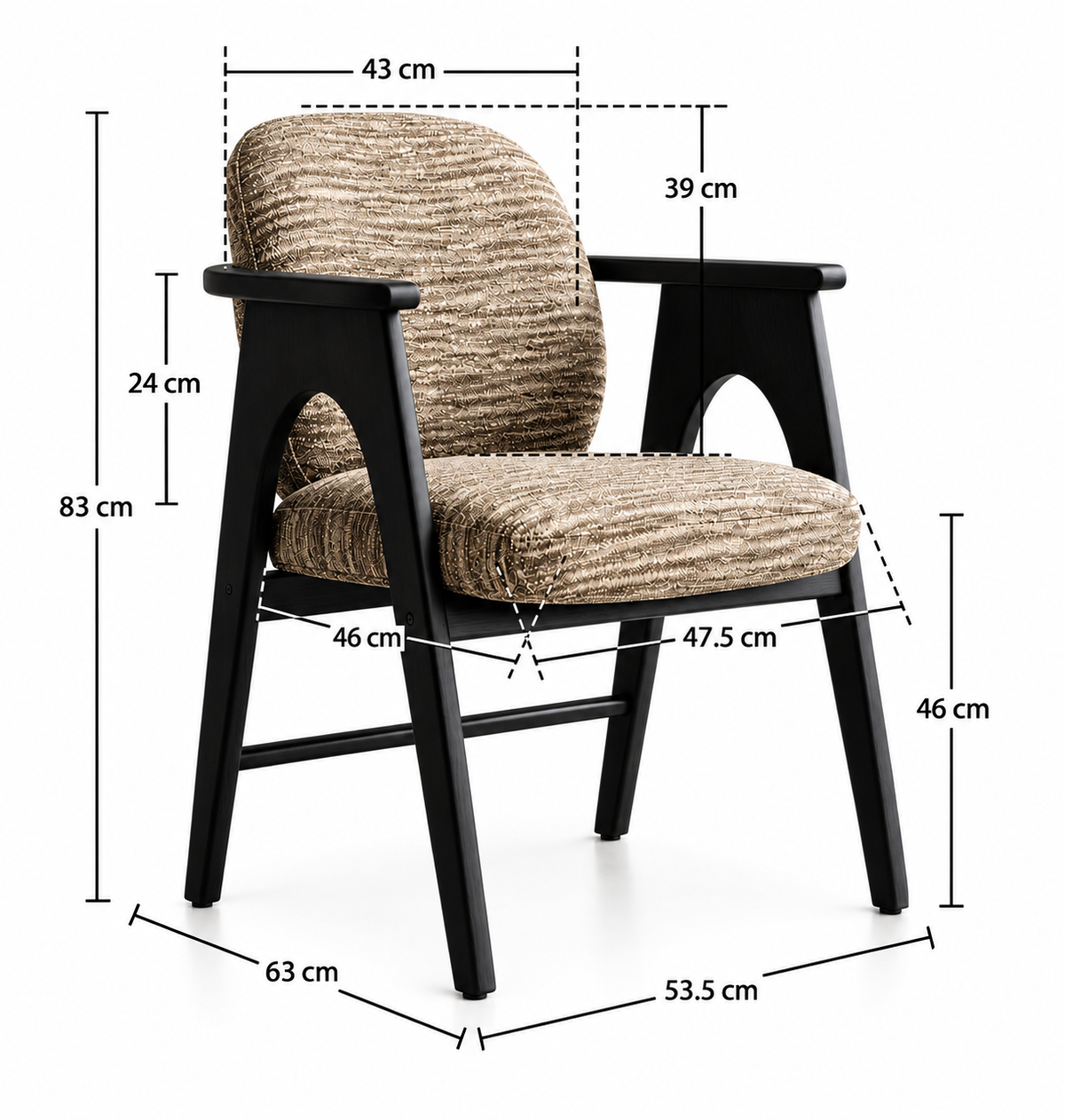 Chaise BOWIE noir & tissu marron homa home