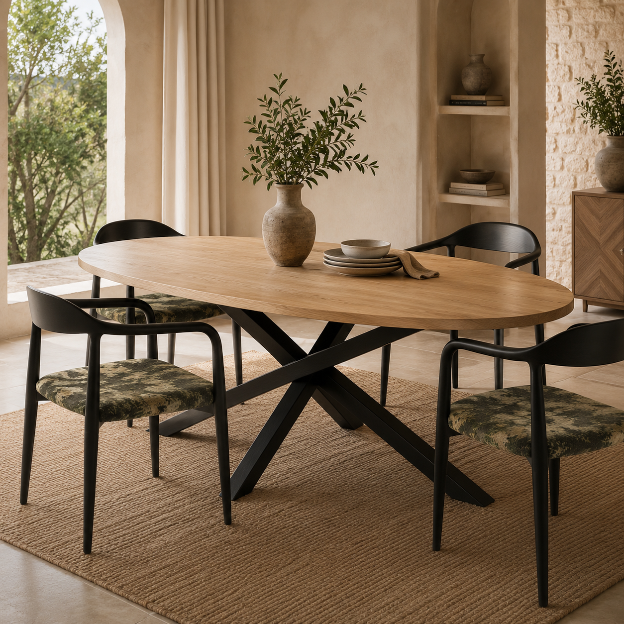 Table ovale Arya pied mikado noir homa home