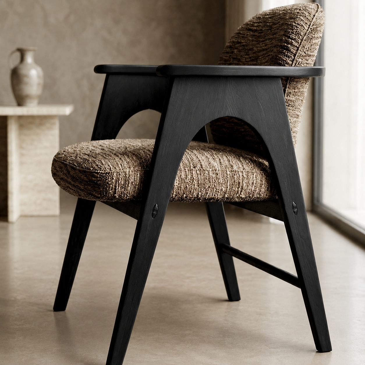 Chaise BOWIE noir & tissu marron homa home