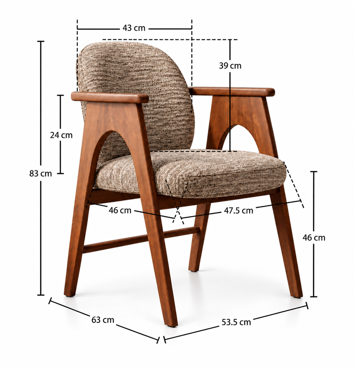 Chaise BOWIE noyer & tissu marron homa home