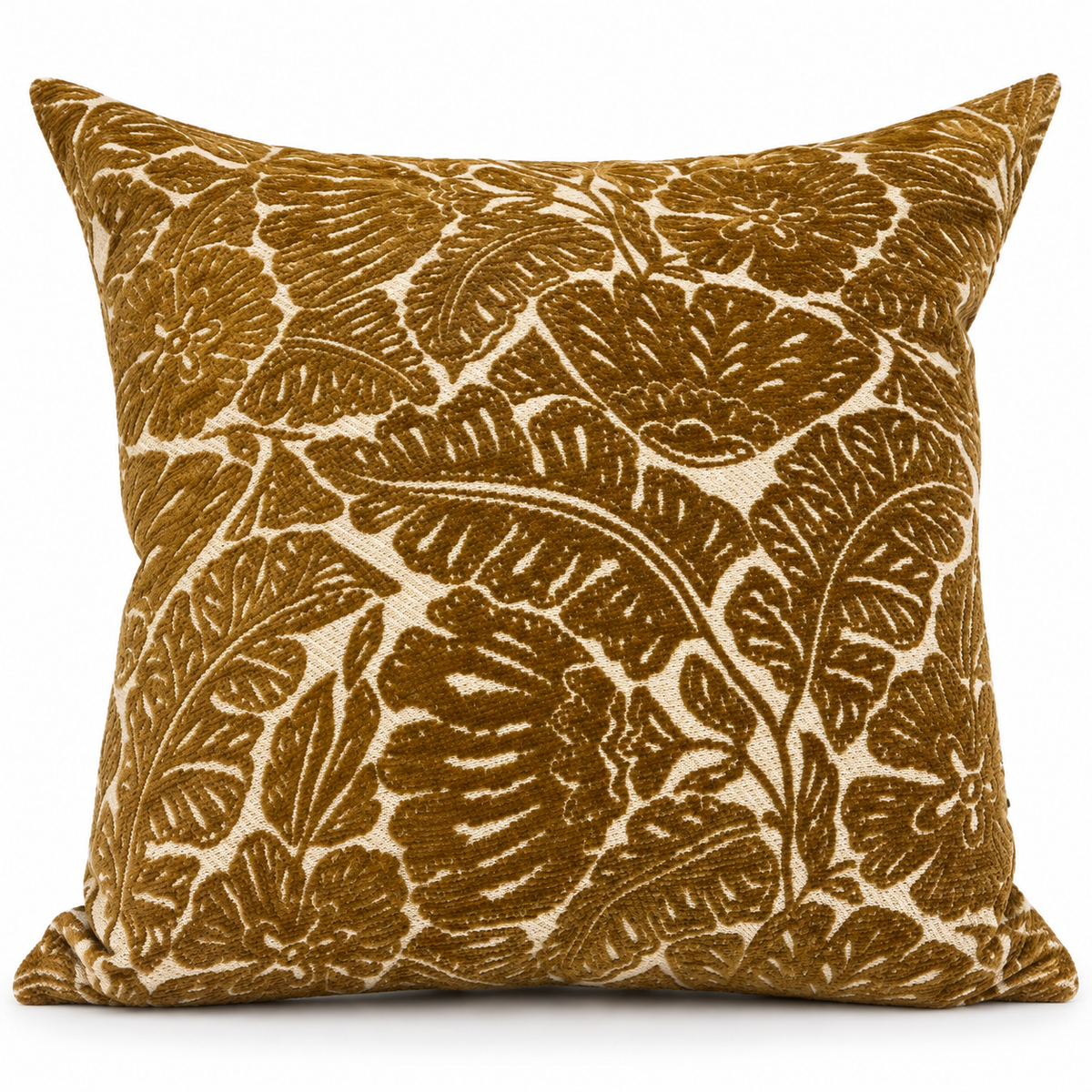 Coussin décoratif à motif floral ocre et écru – Flores 50x50 Homa Home