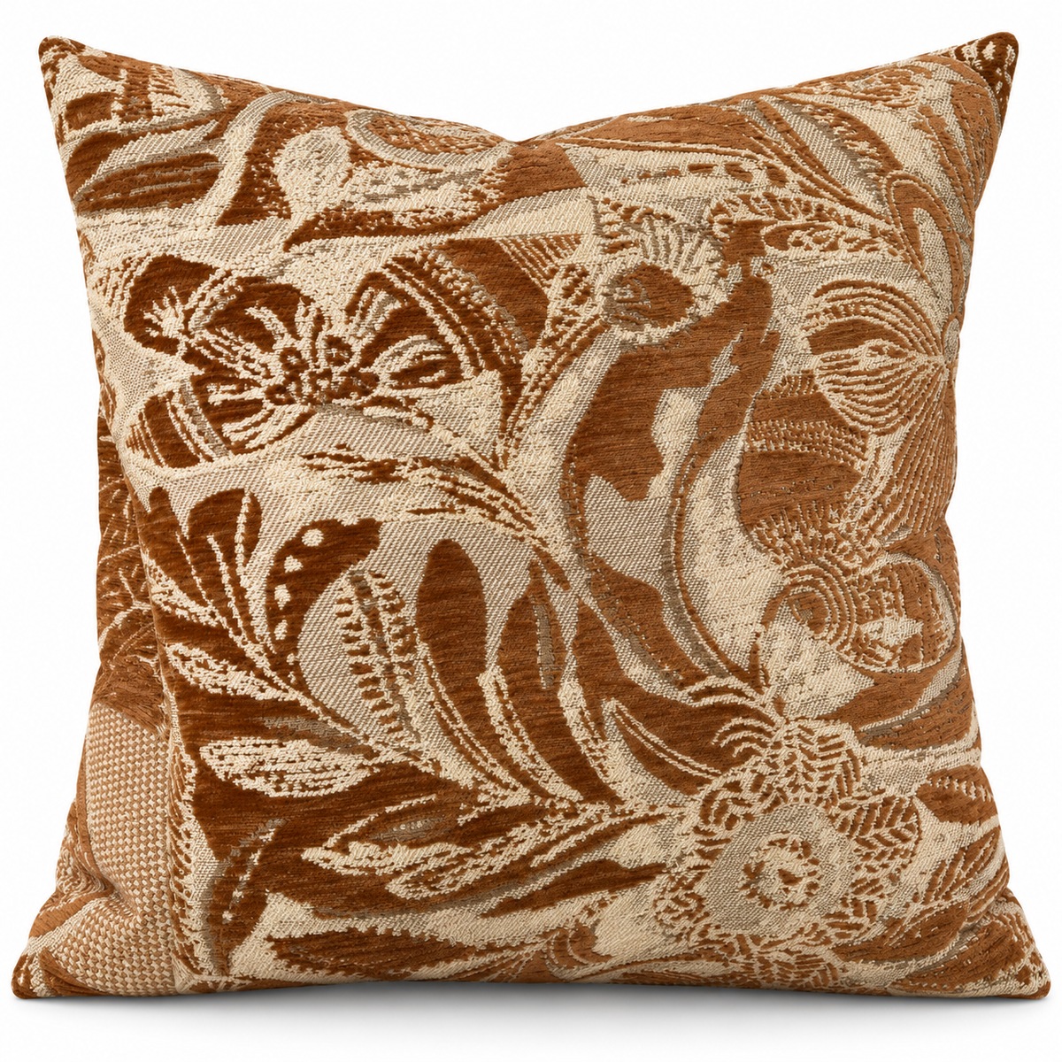 Coussin AMALFI – Floral jacquard terracotta & écru 50x50 Homa Home