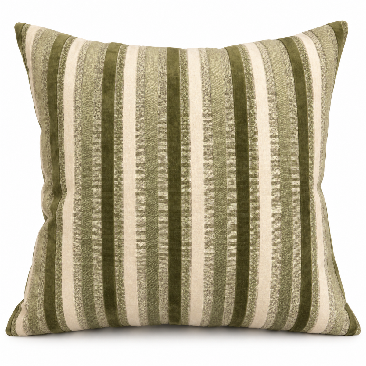 Coussin décoratif à rayures vert sauge et écru – Sumbawa 50x50 Homa Home