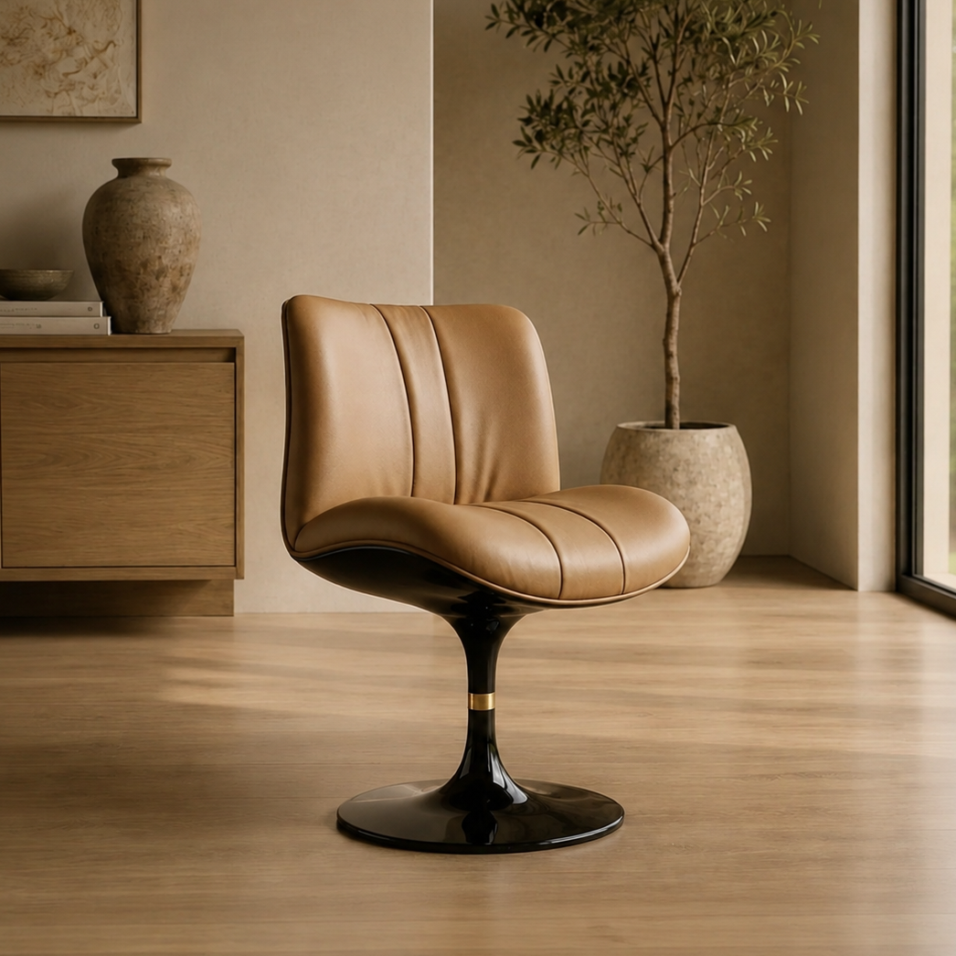 Chaise KISS pivotante en cuir camel homa home