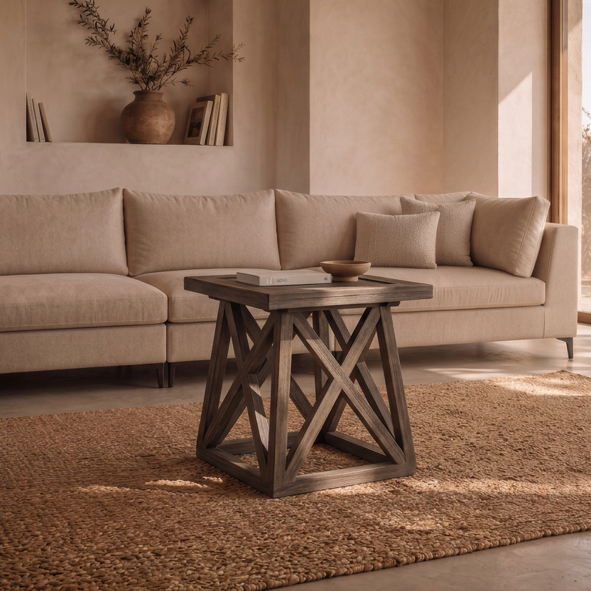 Table d’appoint MIA en bois – 60 × 60 × H 66 cm homa home