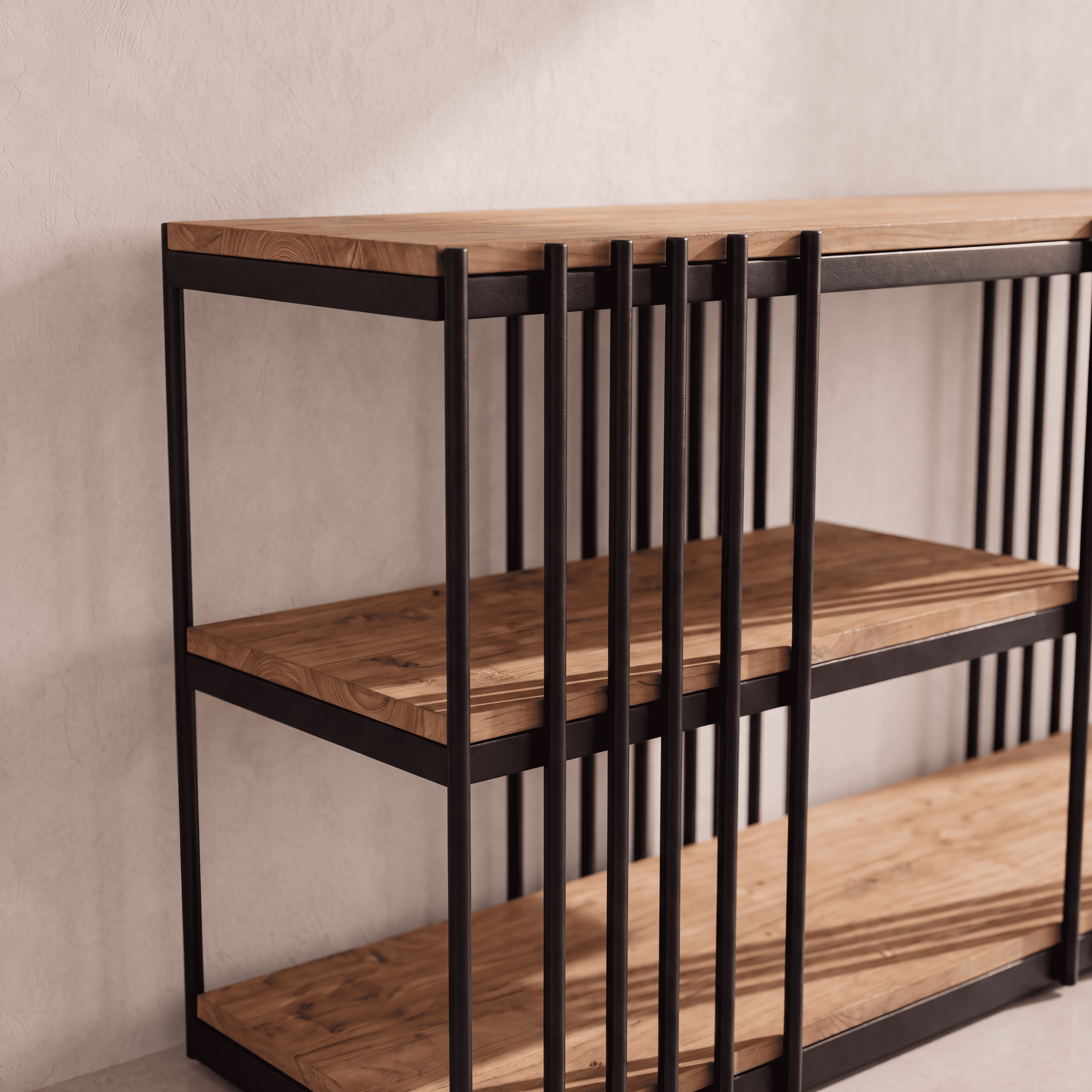 Console en acier noir & teck homa home