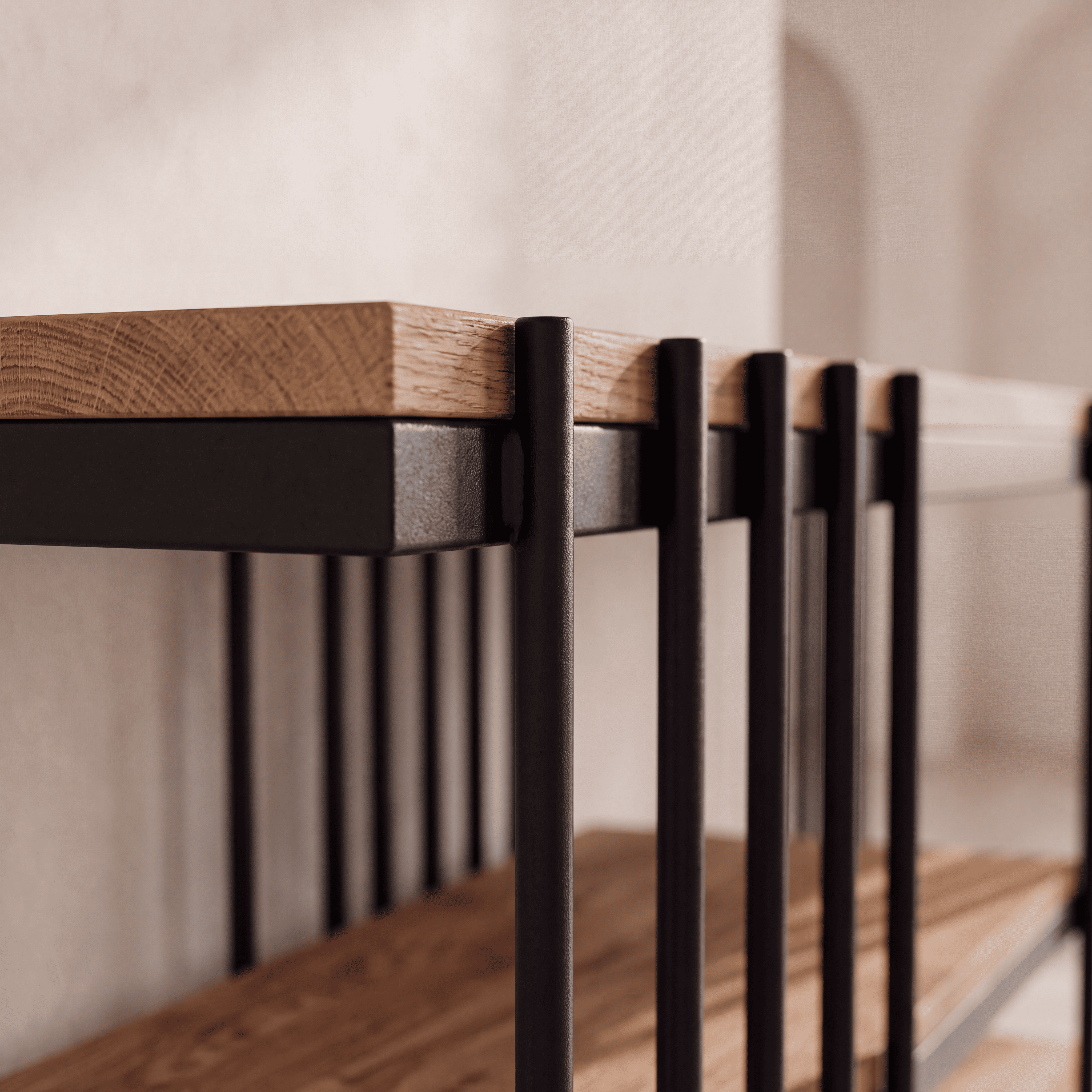 Console en acier noir & teck homa home
