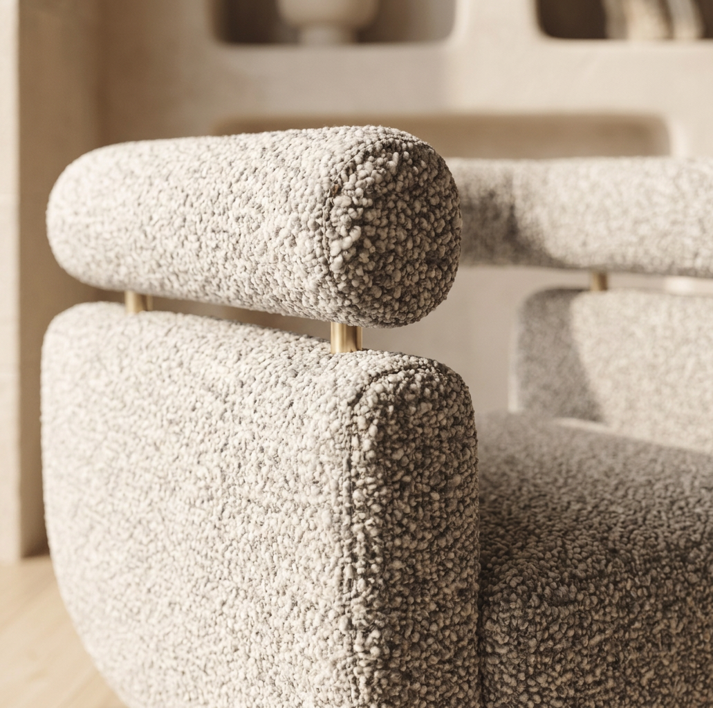 Fauteuil pivotant Kairo en bouclette homa home
