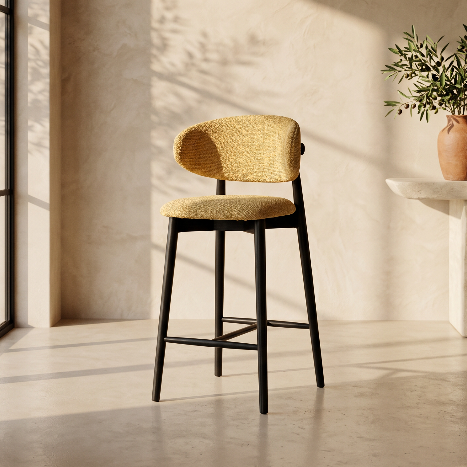 Tabouret JASPE Jaune et bois noir L'Empreinte