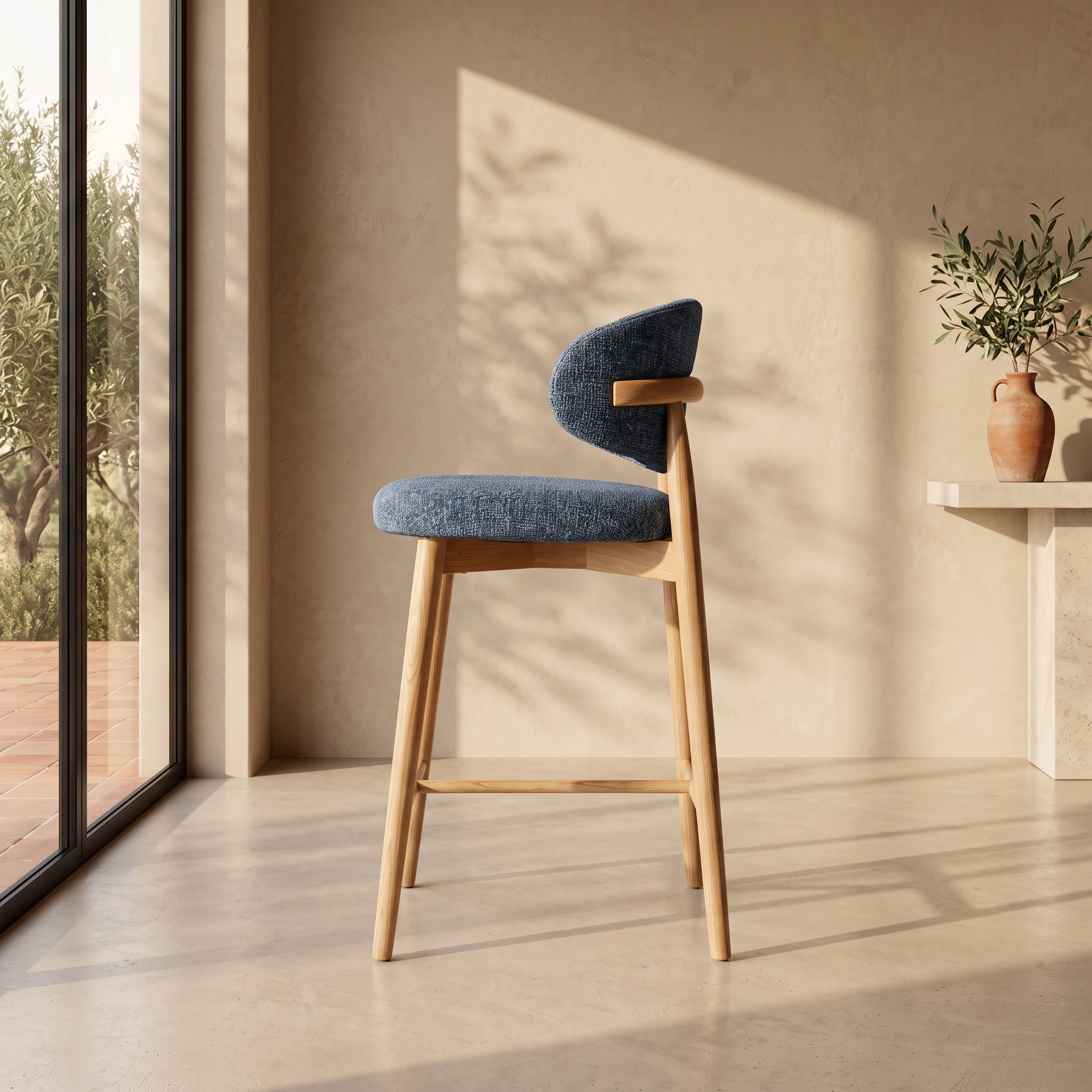 Tabouret Jaspe bleu en bois naturel homa home