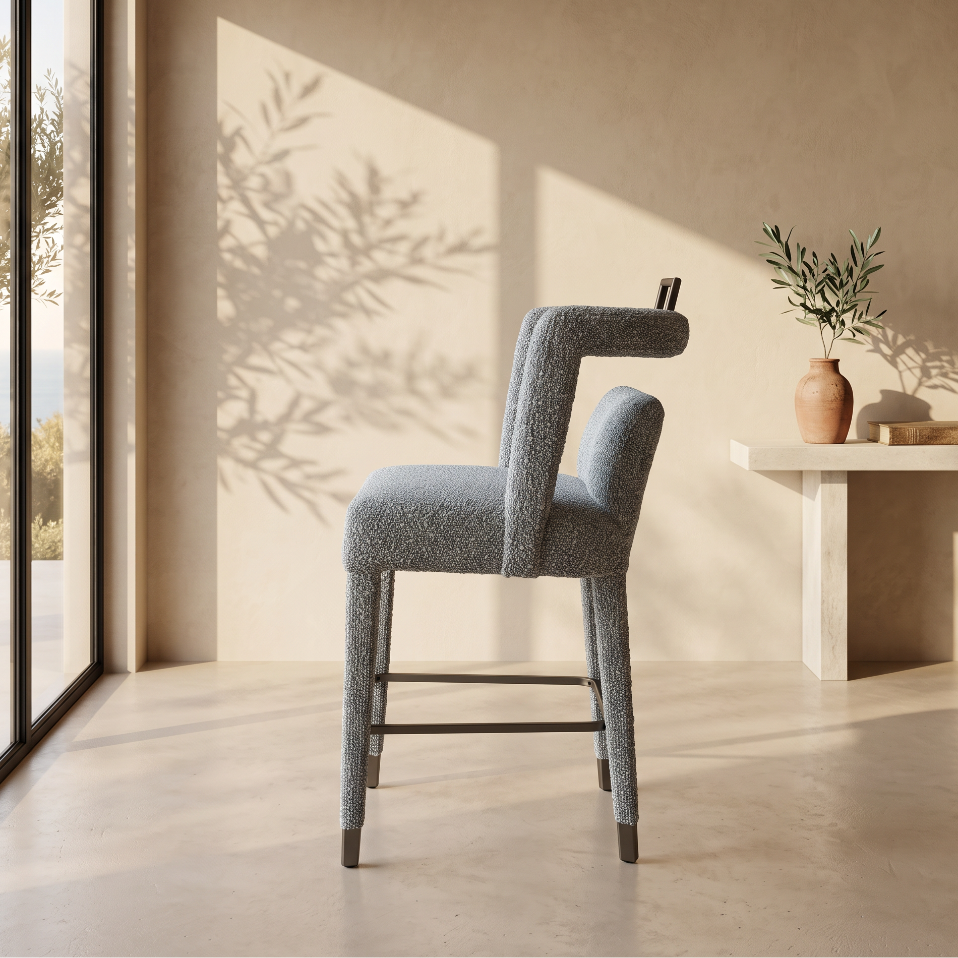 Tabouret Paloma en bouclette beige homa home