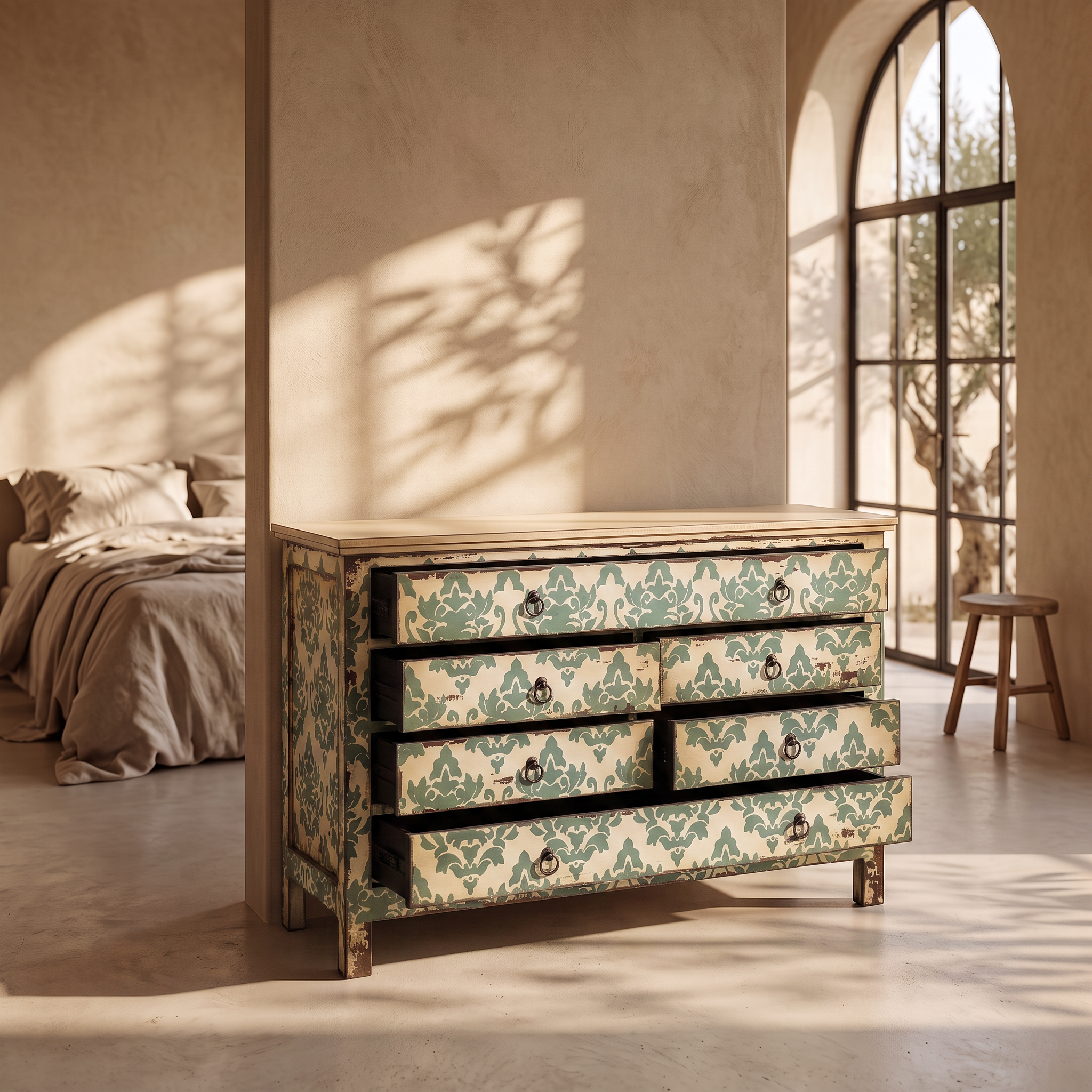 Commode Fleurs vert d'eau homa home