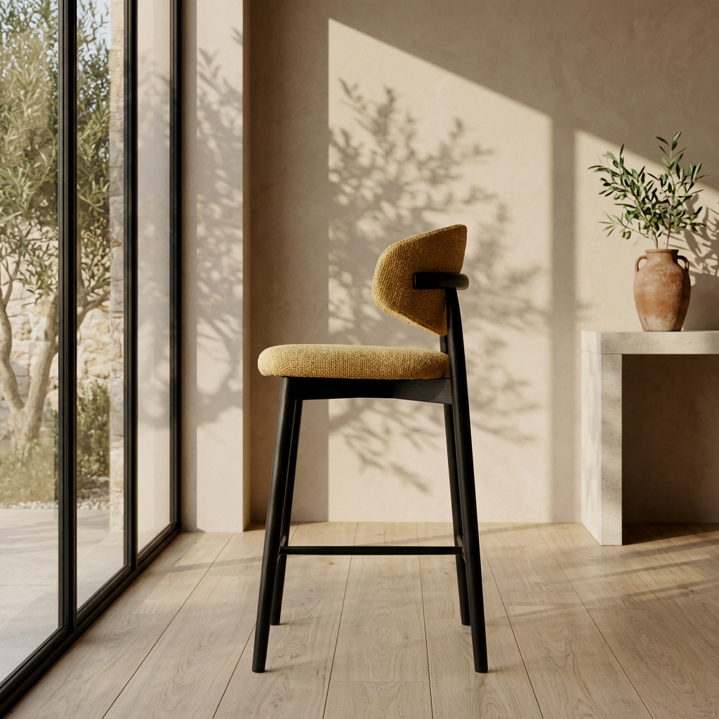 Tabouret JASPE Jaune et bois noir L'Empreinte