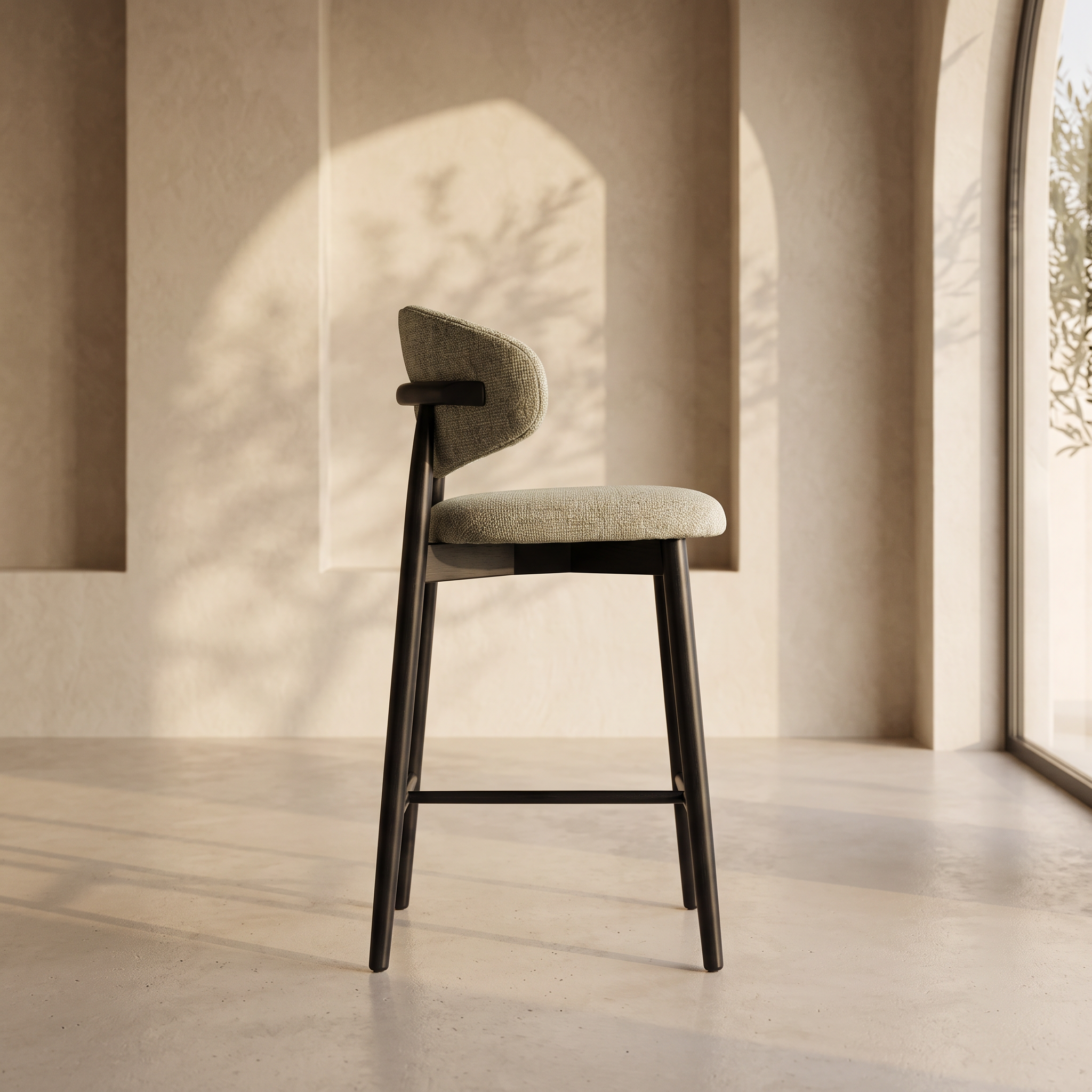 Tabouret JASPE Vert et Bois noir homa home