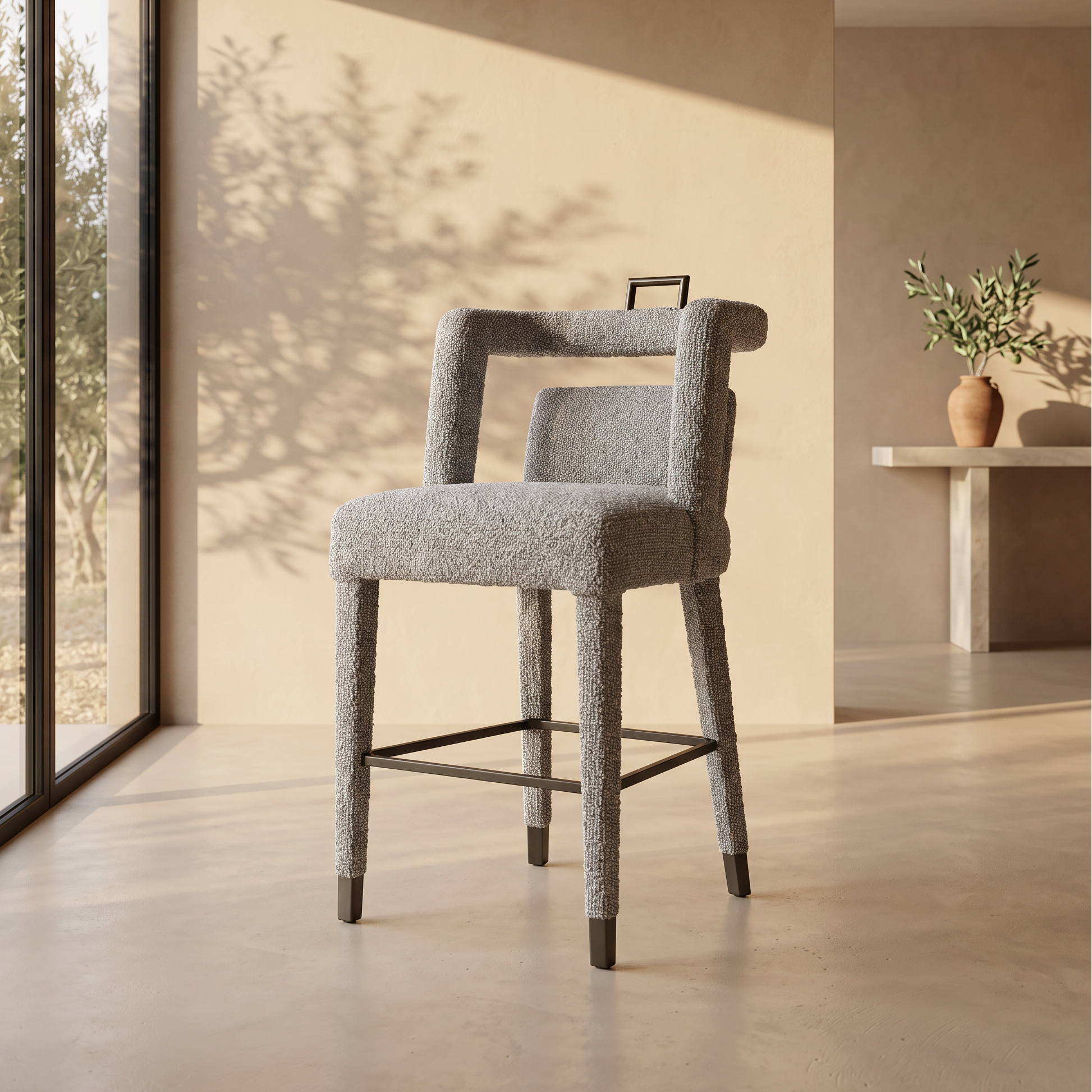 Tabouret Paloma en bouclette beige homa home