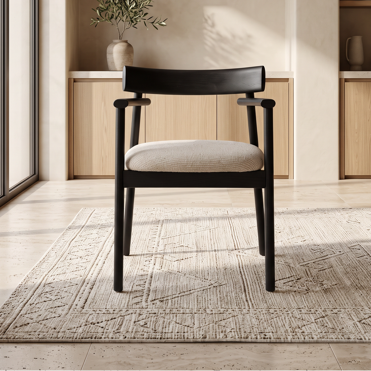 Chaise GAIA noir et tissu crème homa home