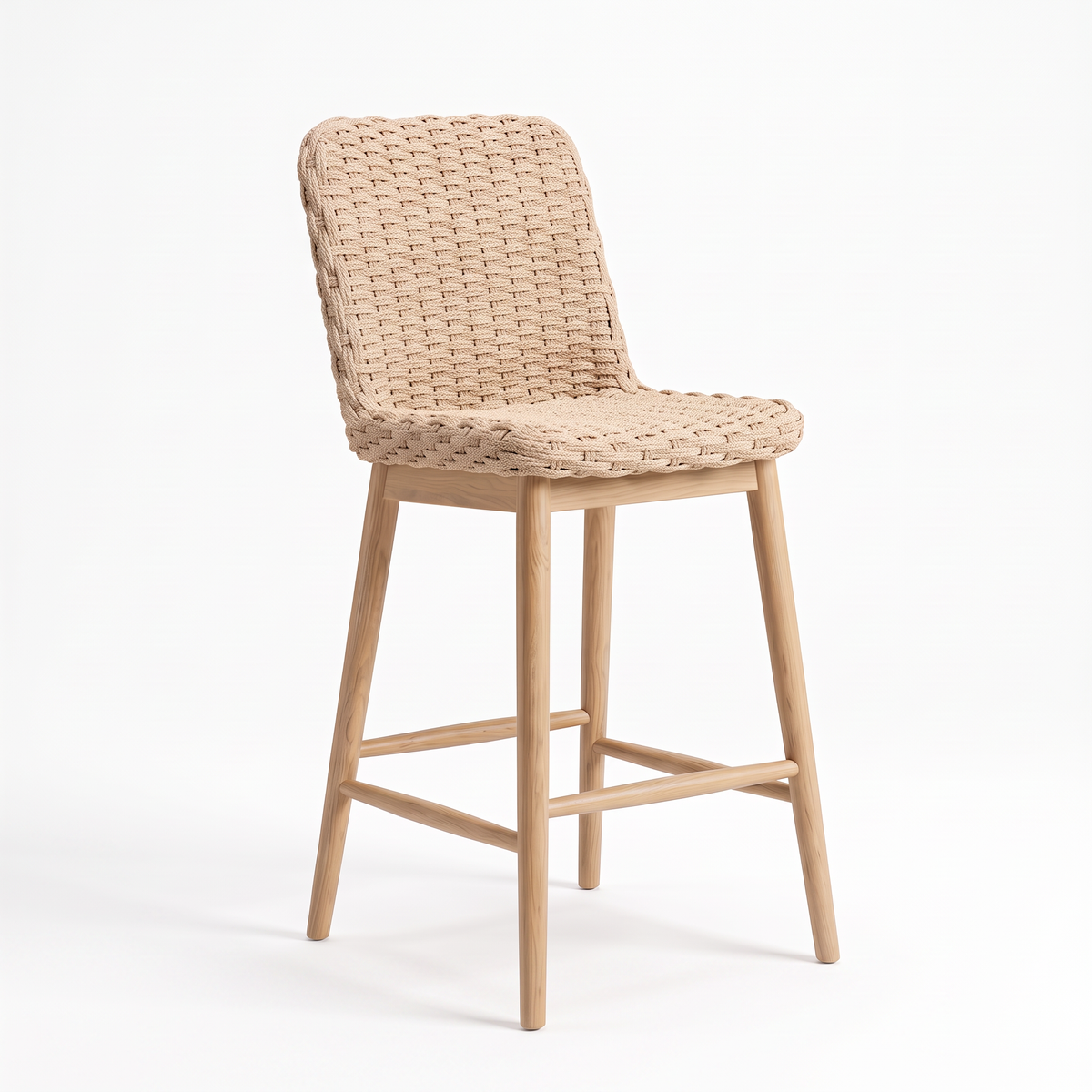 Tabouret de bar tressé en bois naturel – Alba Homa Home