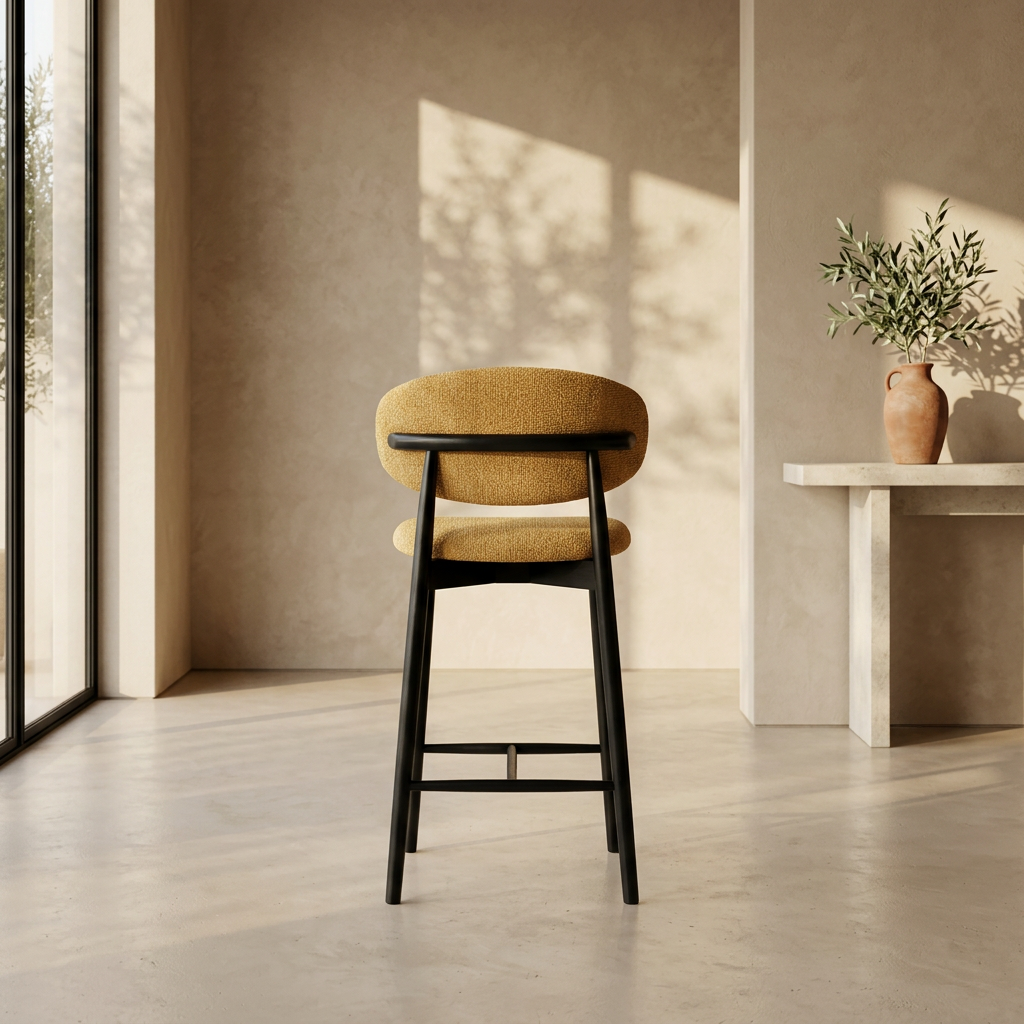 Tabouret JASPE Jaune et bois noir L'Empreinte