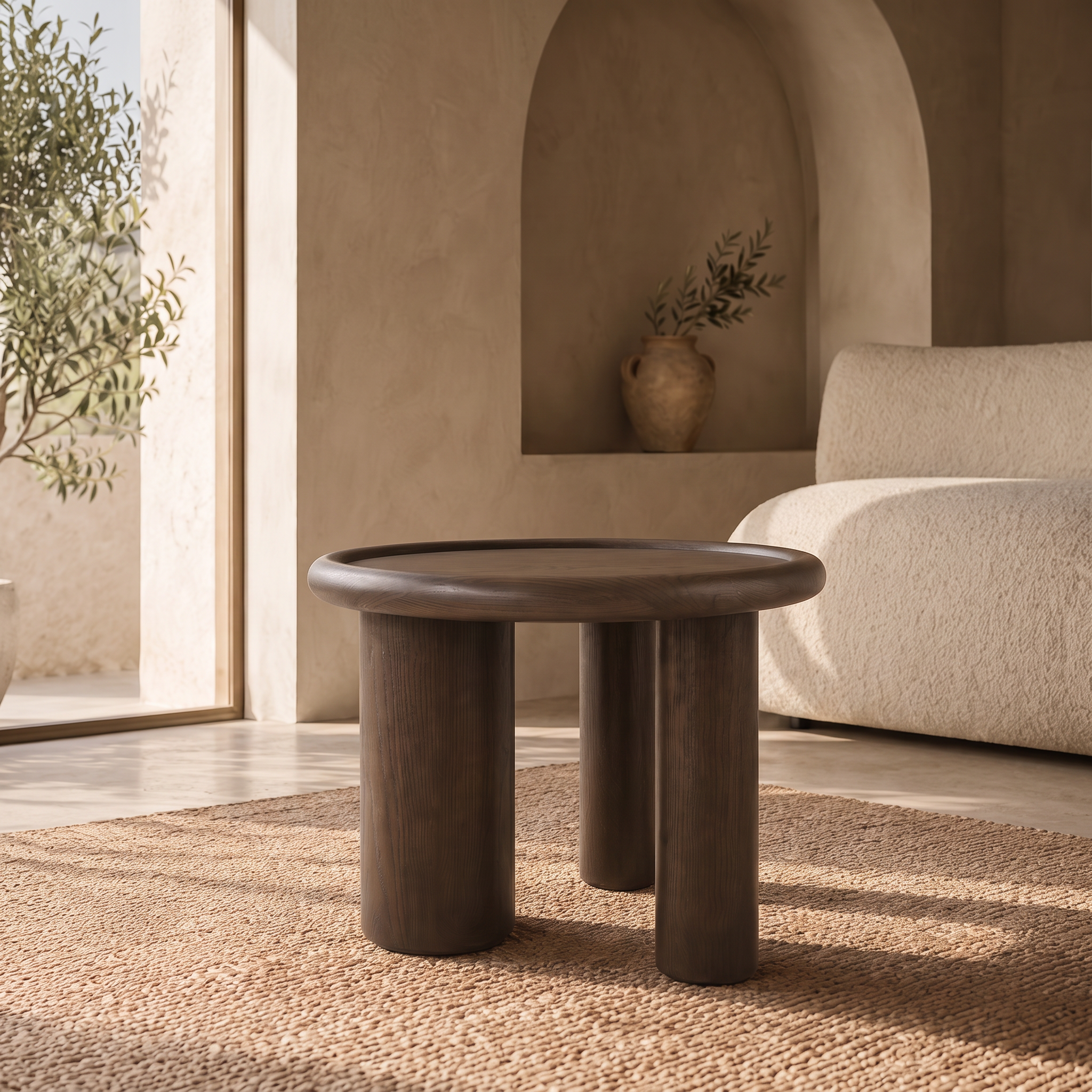 Table basse ANA ronde en noyer – Ø 60 × H 41 cm homa home