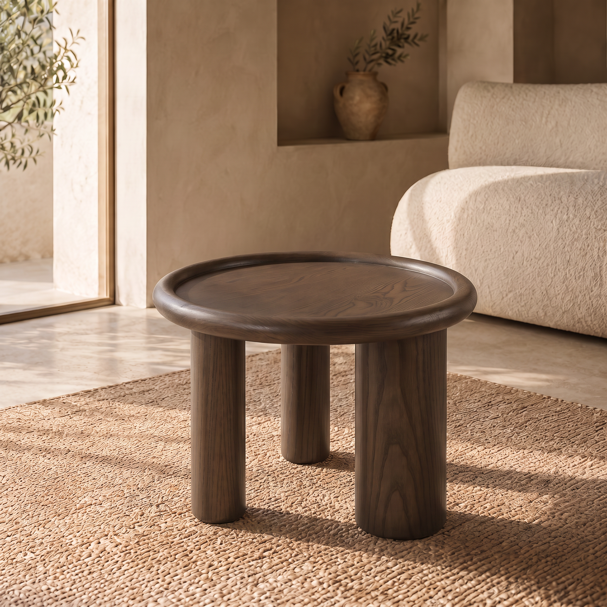 Table basse ANA ronde en noyer – Ø 60 × H 41 cm homa home