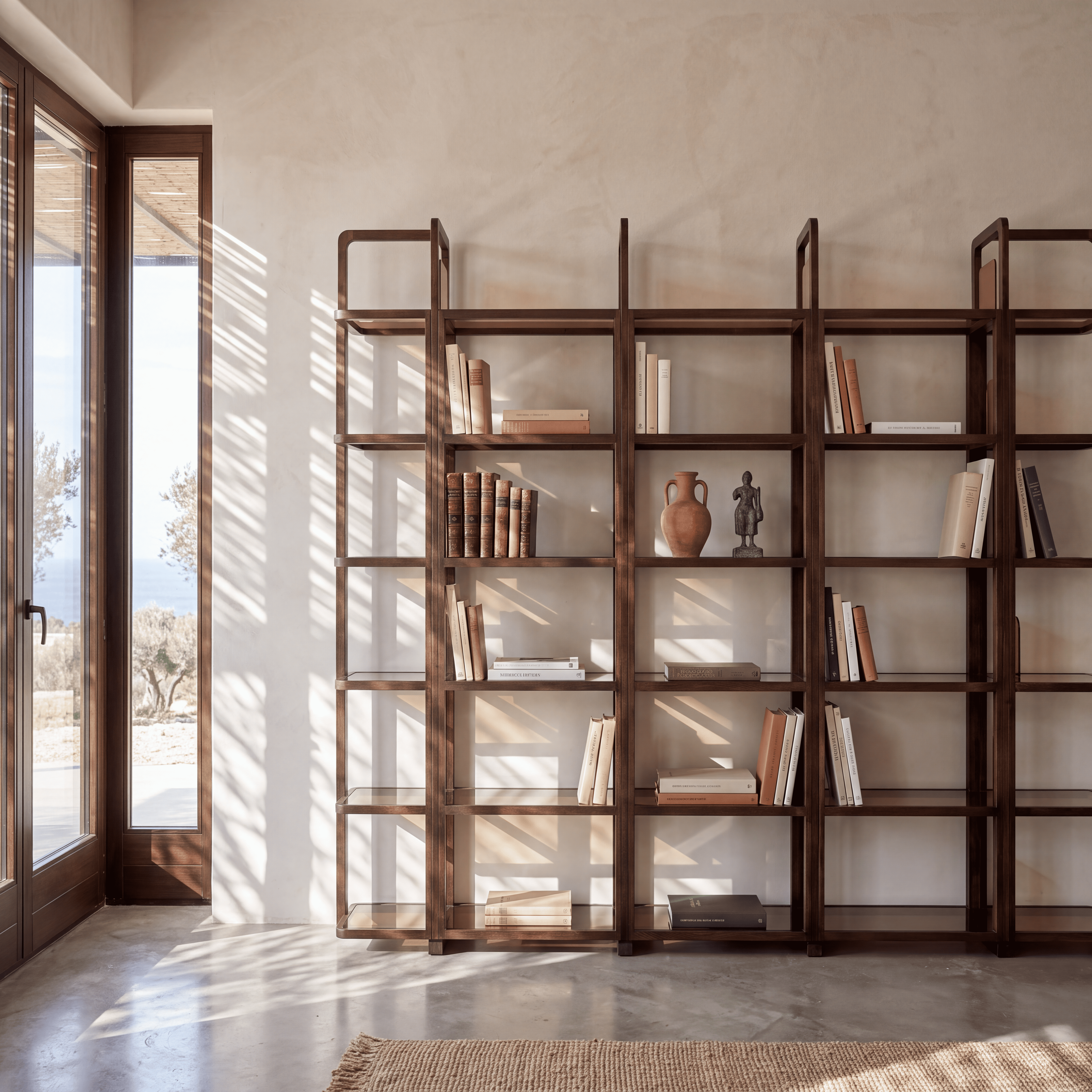 Bibliothèque ZOÉ – Bois massif & fond en verre fumé homa home
