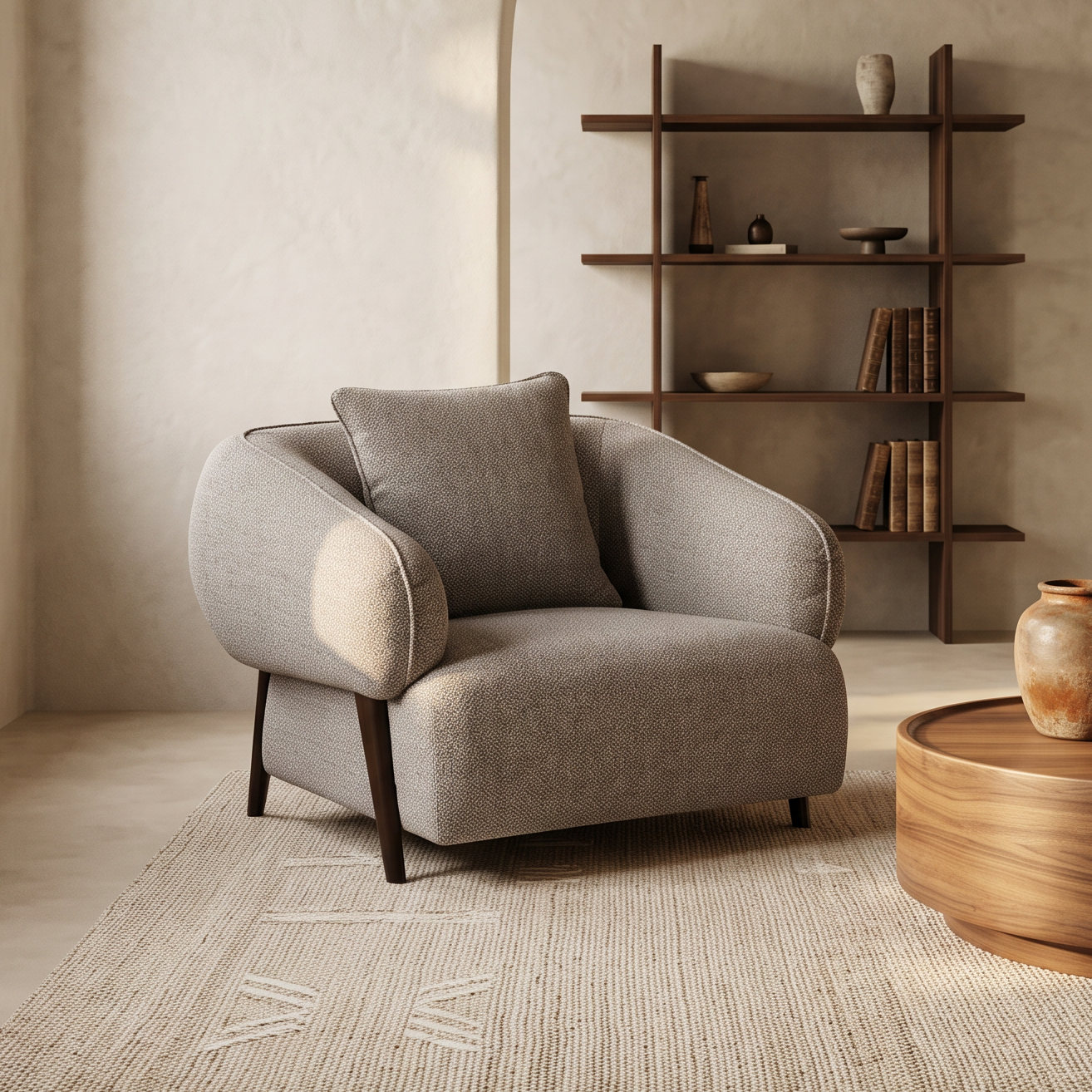 FAUTEUIL MILANO 1 PLACE GREIGE homa home