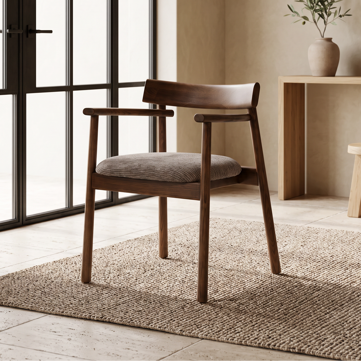 Chaise GAIA teinte noyer et tissu marron homa home