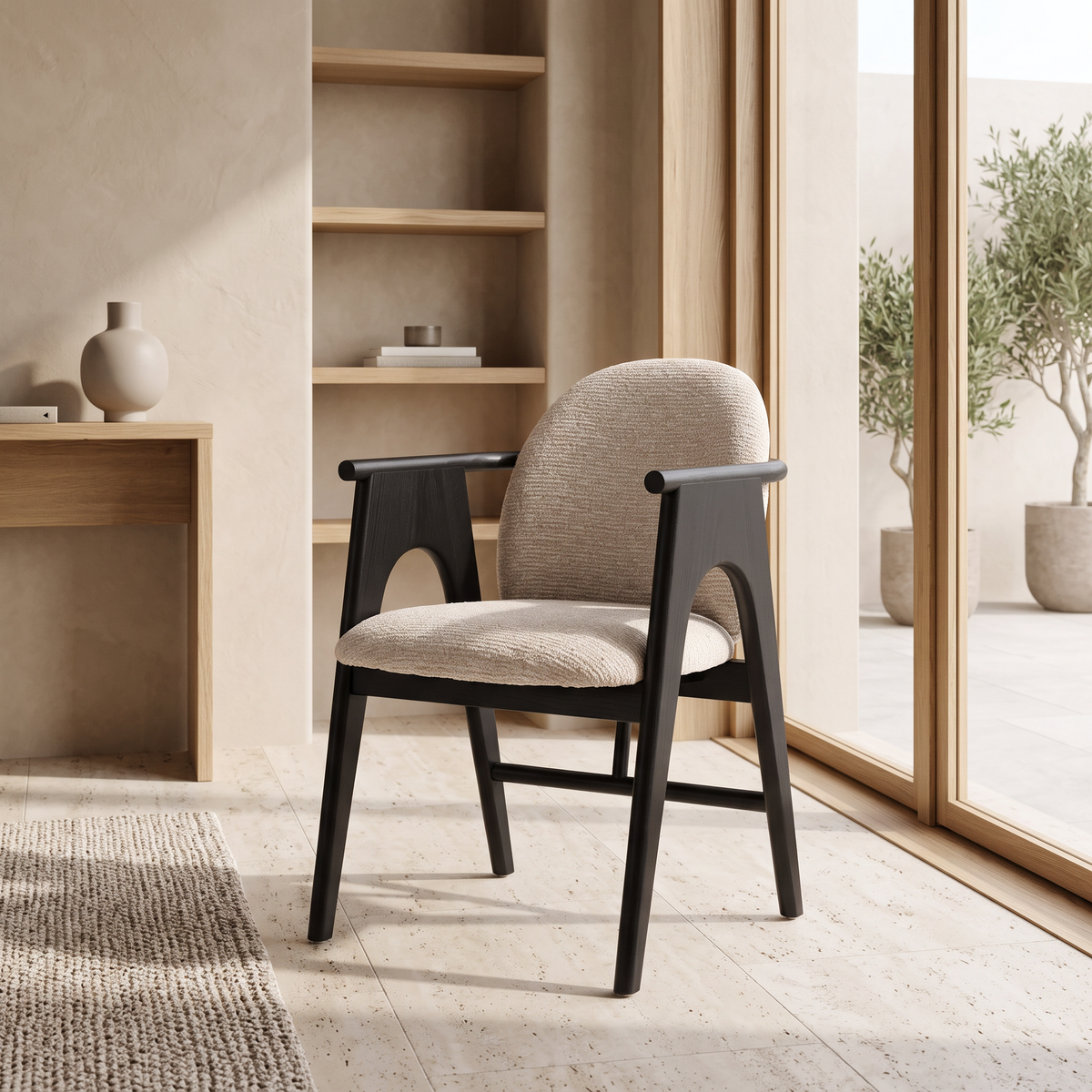 Chaise BOWIE noir & tissu crème homa home