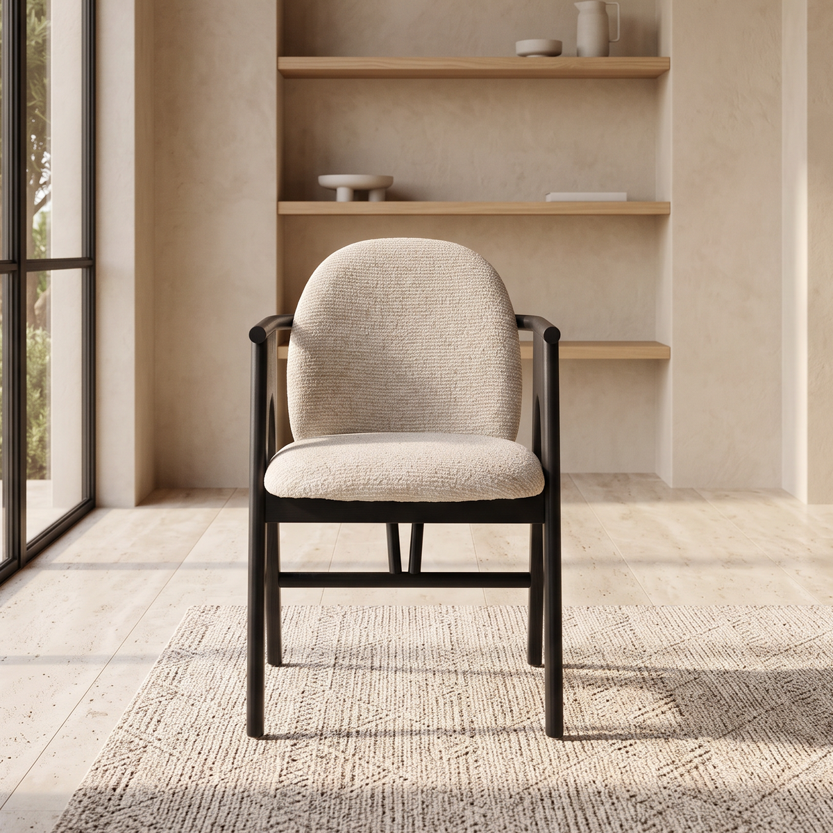 Chaise BOWIE noir & tissu crème homa home