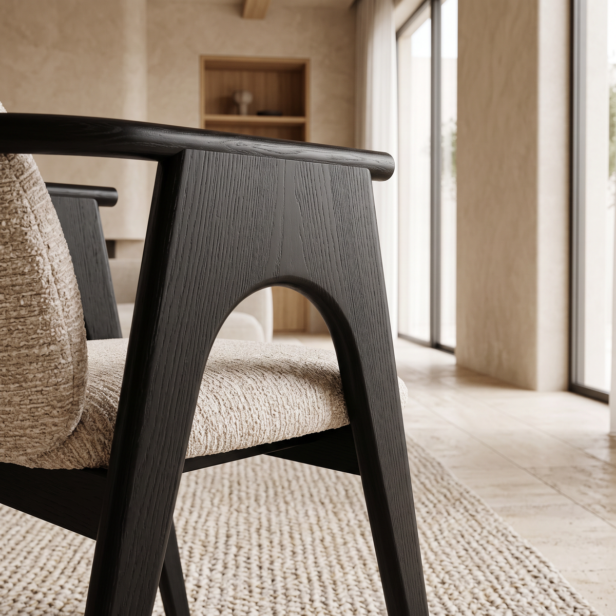 Chaise BOWIE noir & tissu crème homa home