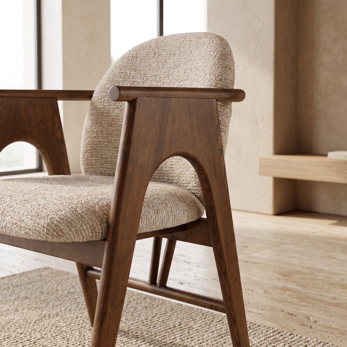 Chaise BOWIE noyer & tissu crème homa home